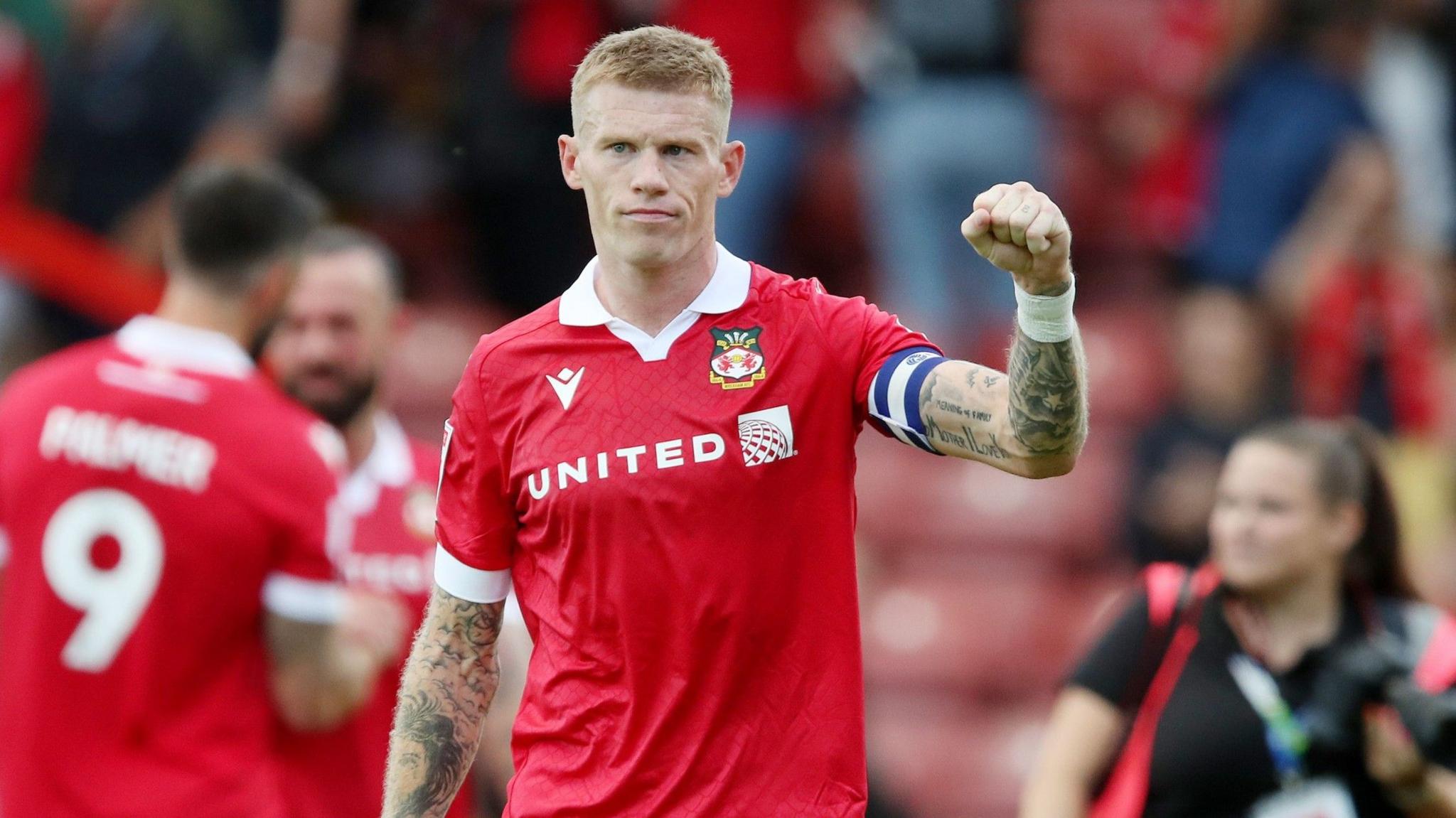 Wrexham wing-back James McClean celebrates