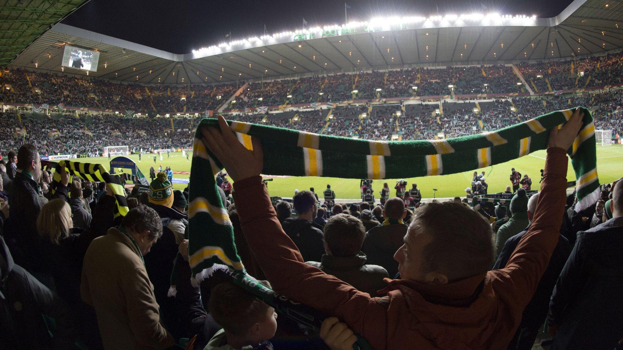 Celtic supporters at the Europa League tie against Innter Milan