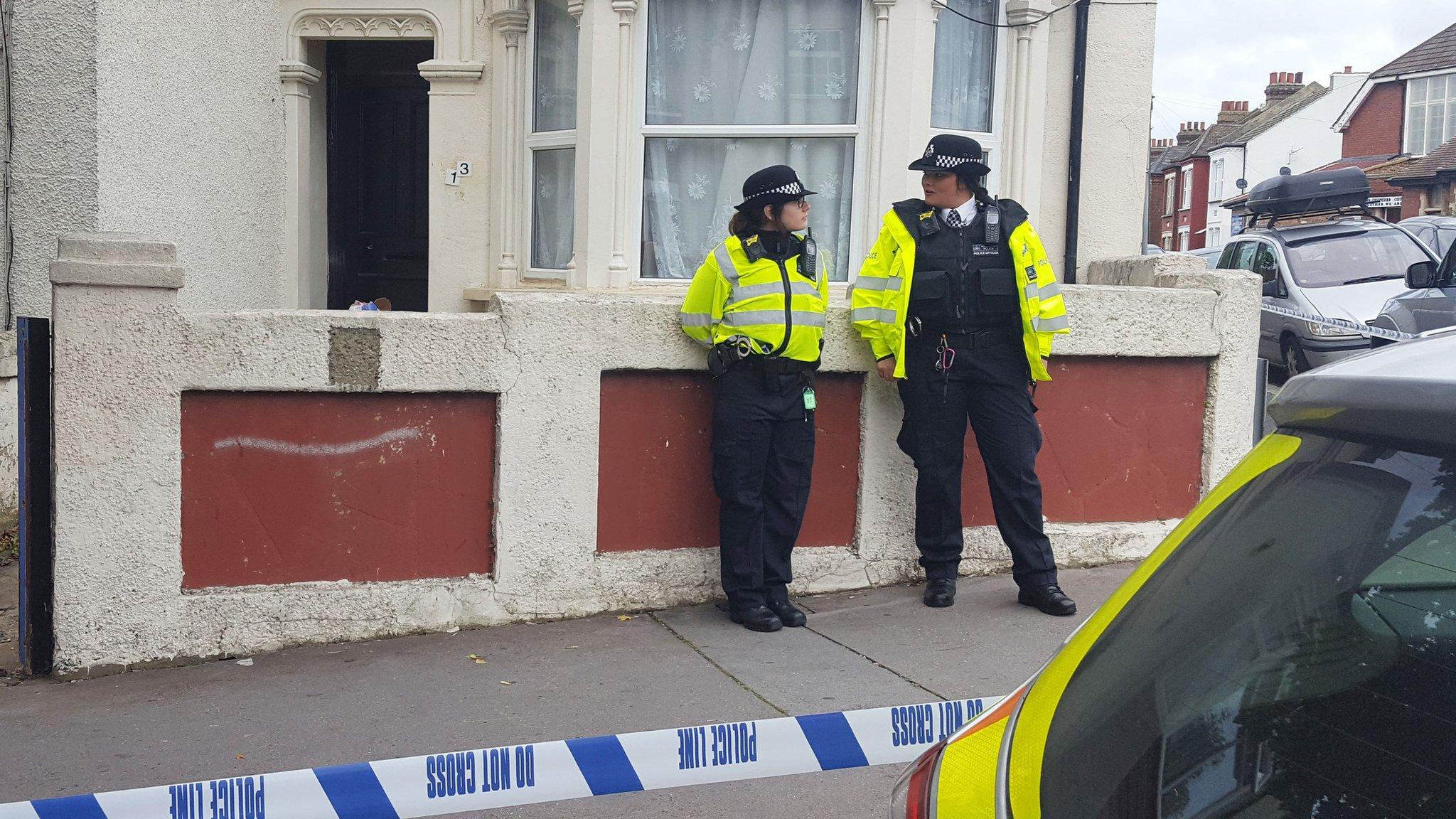 Police on guard at house in Thornton Heath