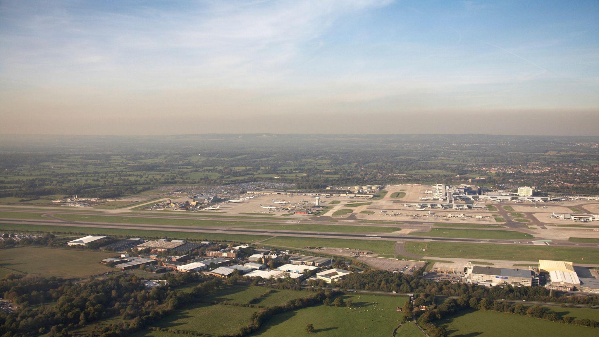 Aerial shot of Gatwick Airport