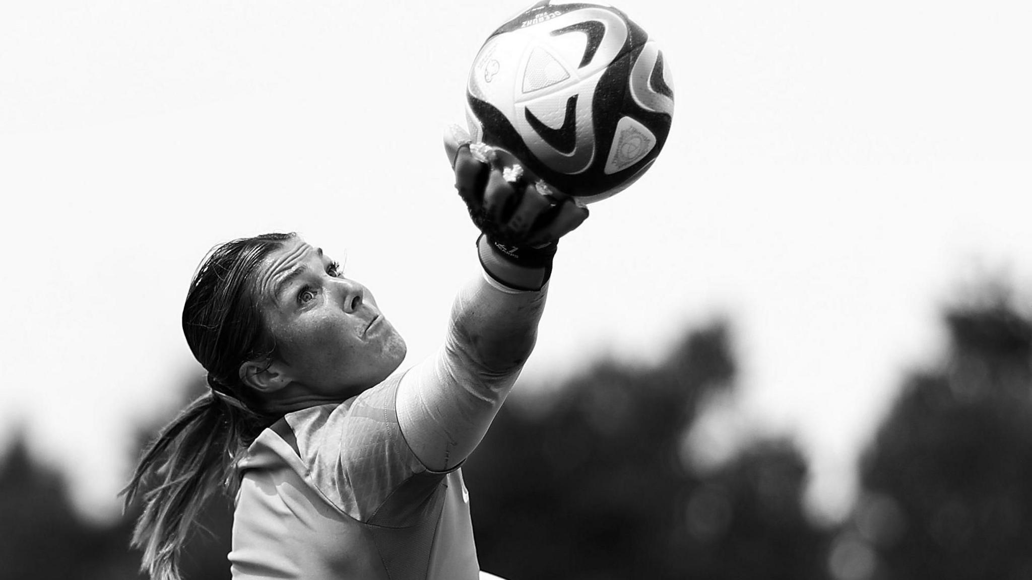 Mary Earps makes a save in training