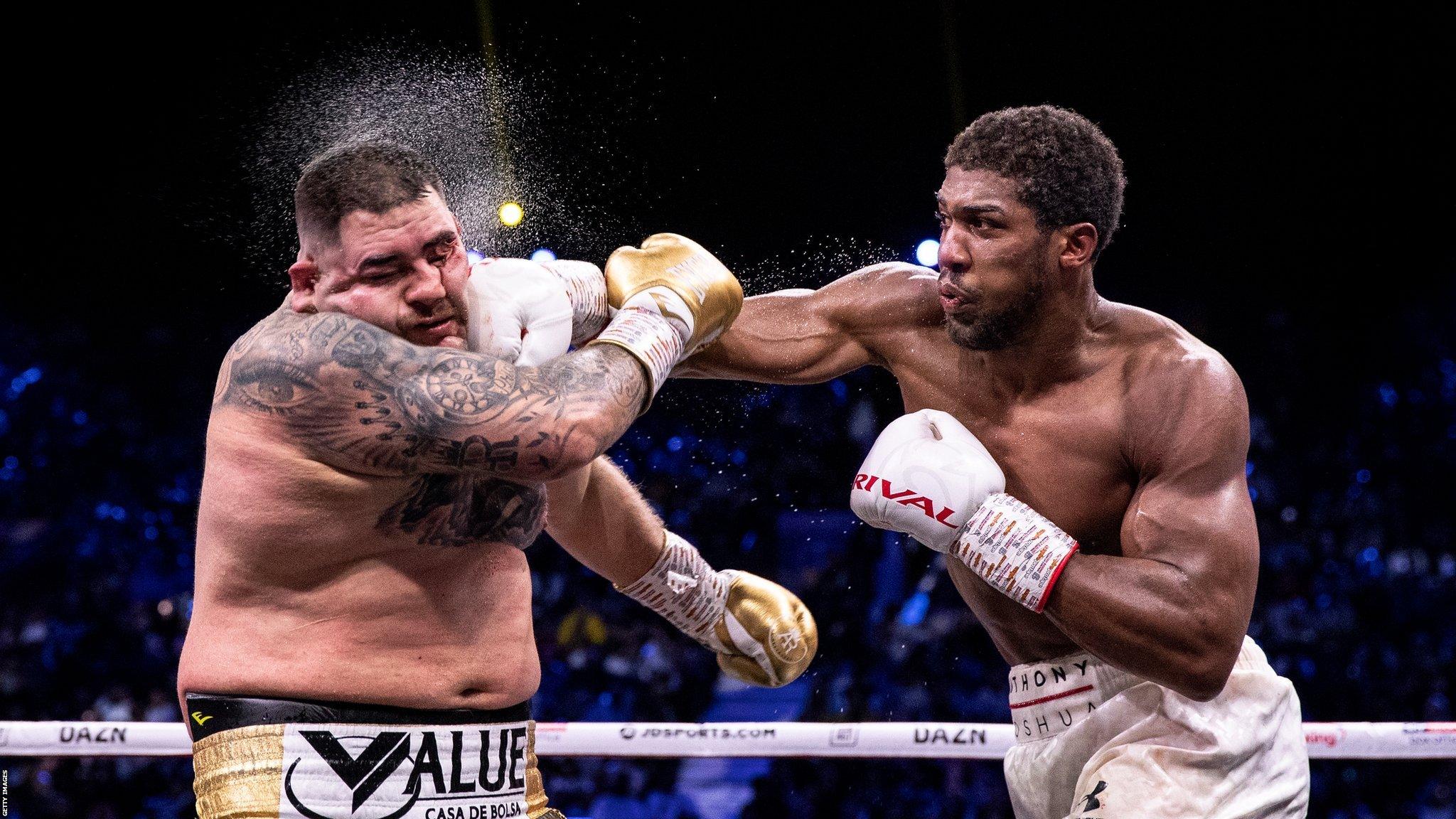 Anthony Joshua punches Andy Ruiz Jr