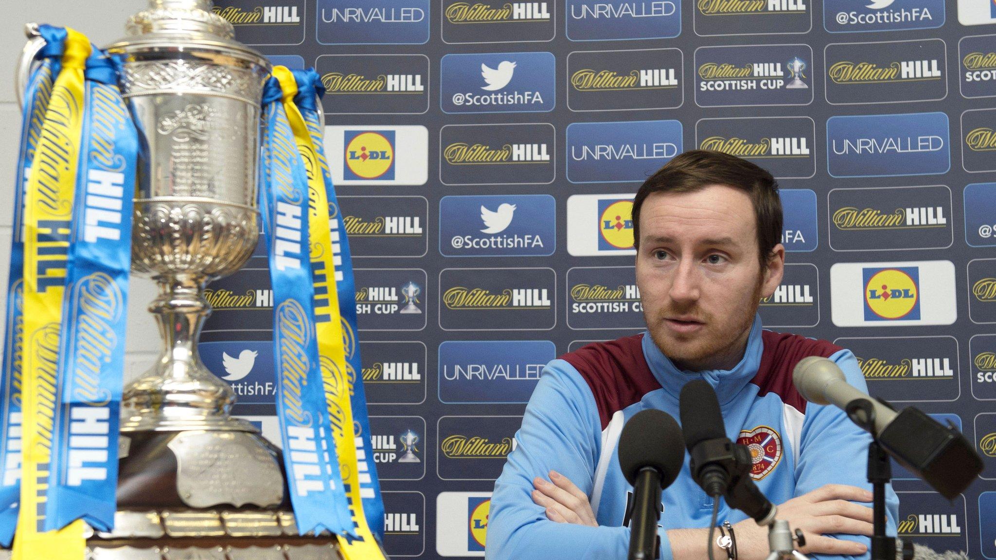 Hearts head coach Ian Cathro with the Scottish Cup