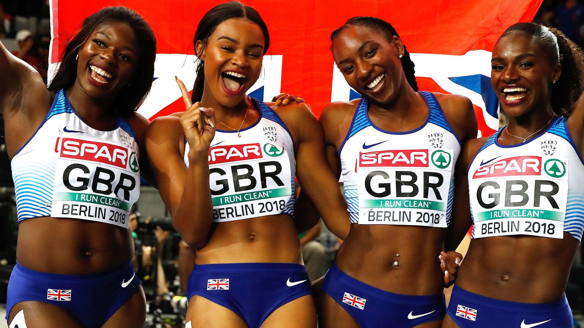 (left to right) Asha Philip, Imani Lansiquot, Bianca Williams and Dina Asher-Smith