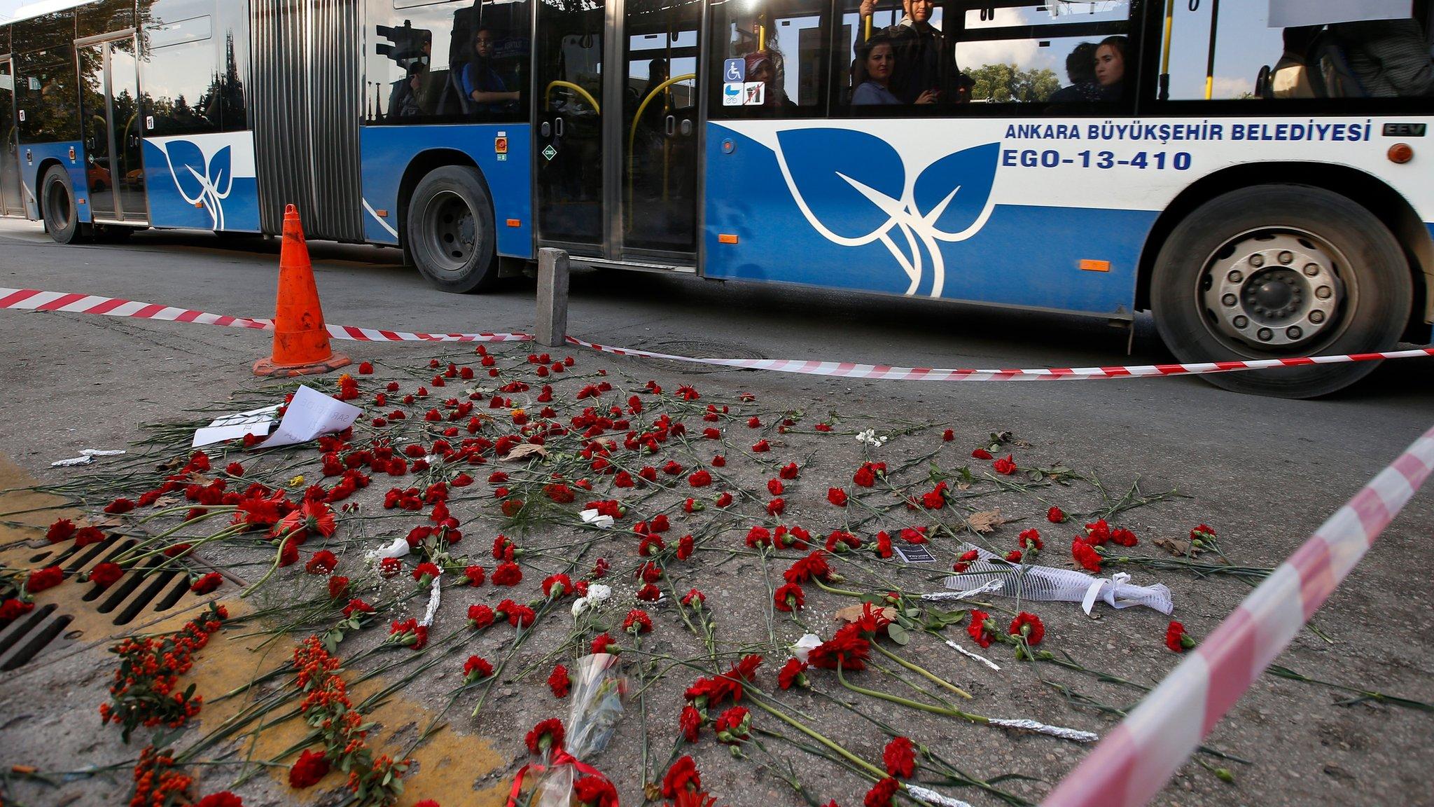 Site of bombing in Ankara, Turkey, 13 October 2015