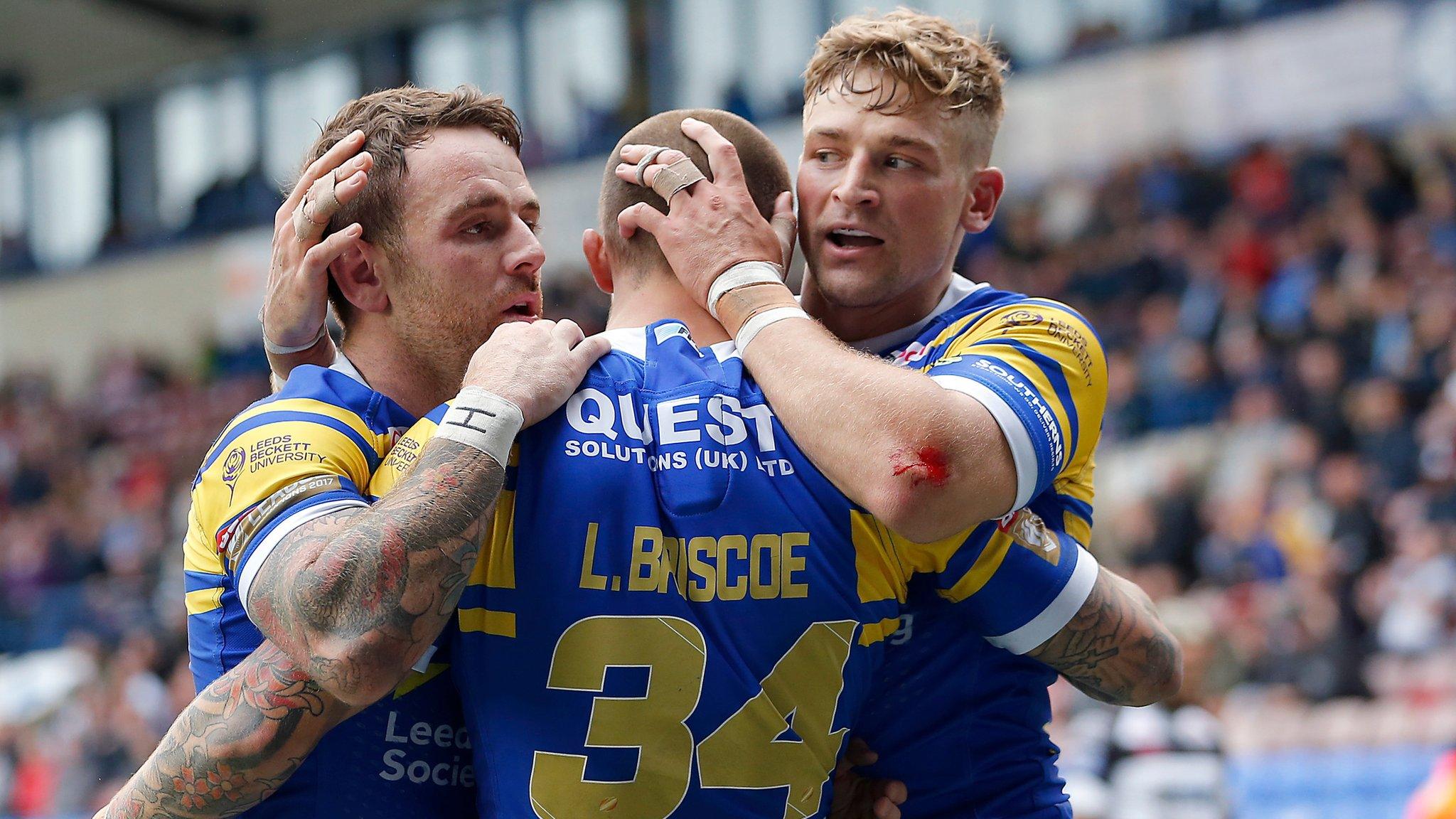 Leeds Rhinos celebrate a try