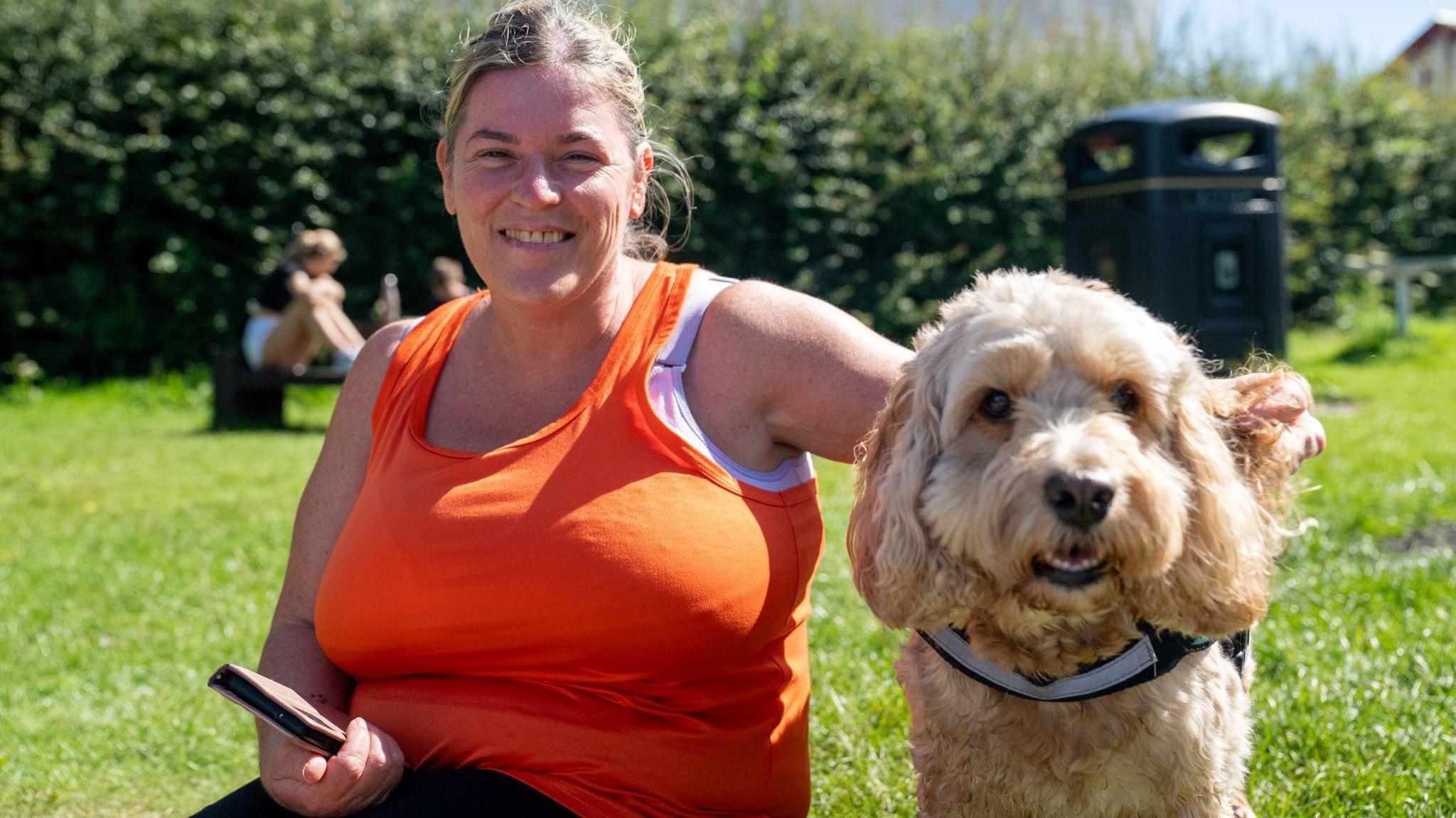 Amanda McQuaid and her dog Milo enjoyed the sunshine before it got too hot