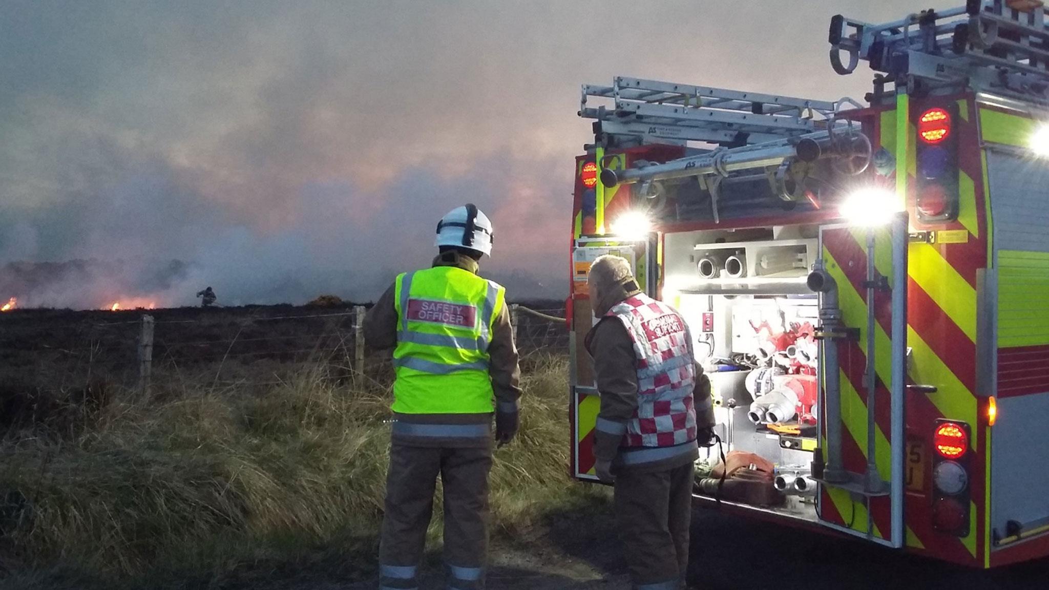 Firefighters at the scene of the blaze on Sunday