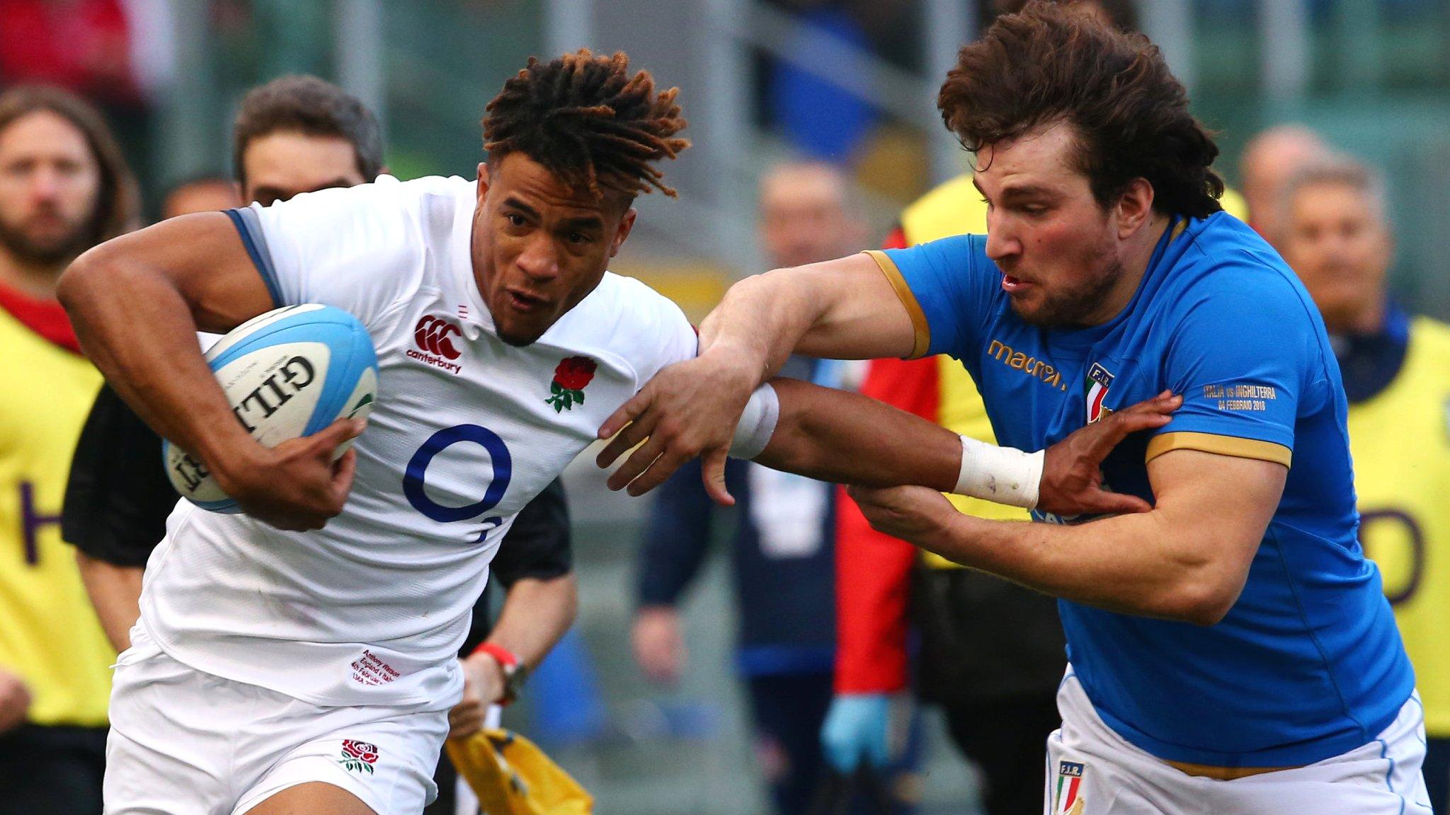 Anthony Watson on the attack for England