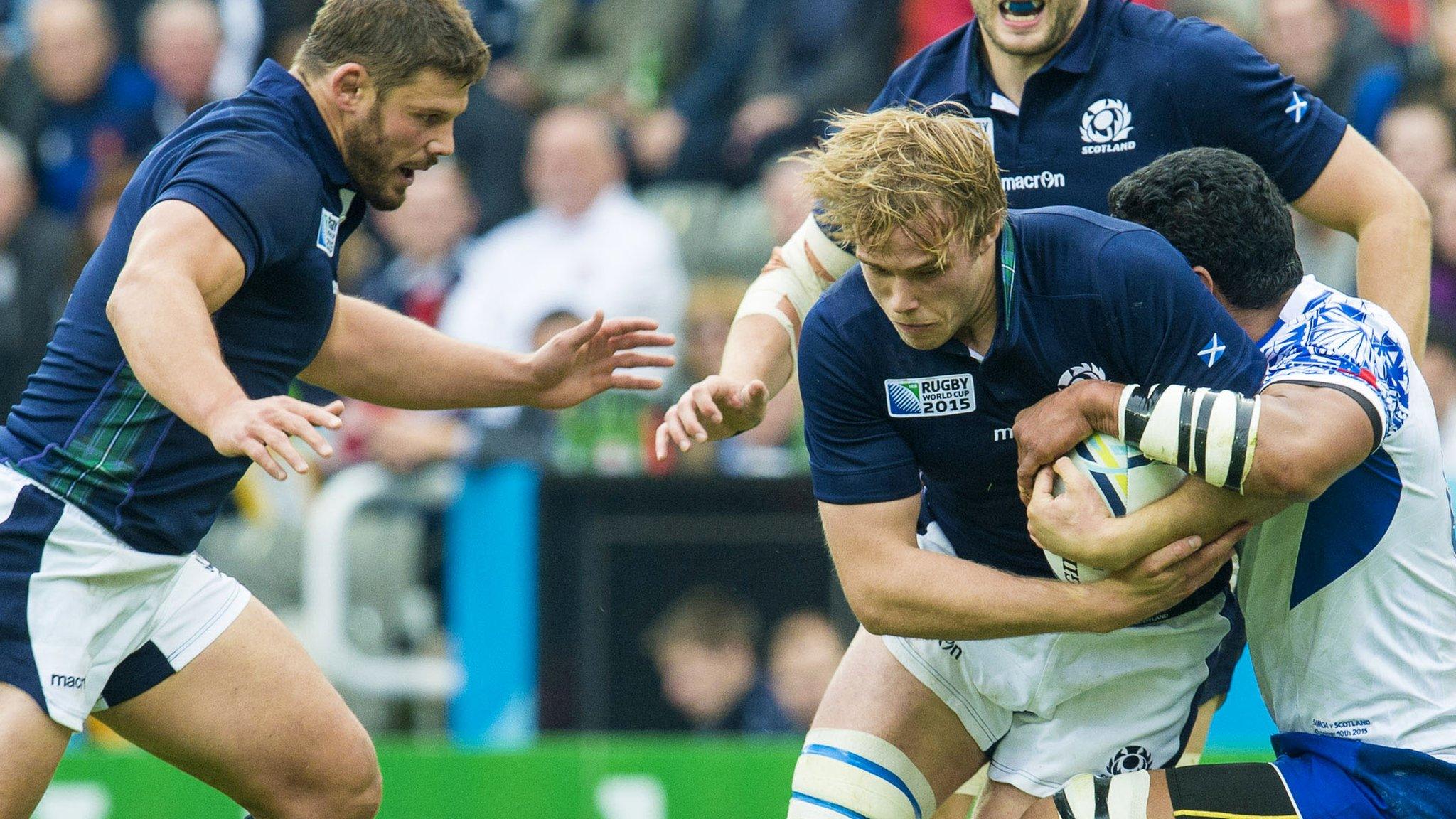 Ross Ford and Jonny Gray in action against Samoa