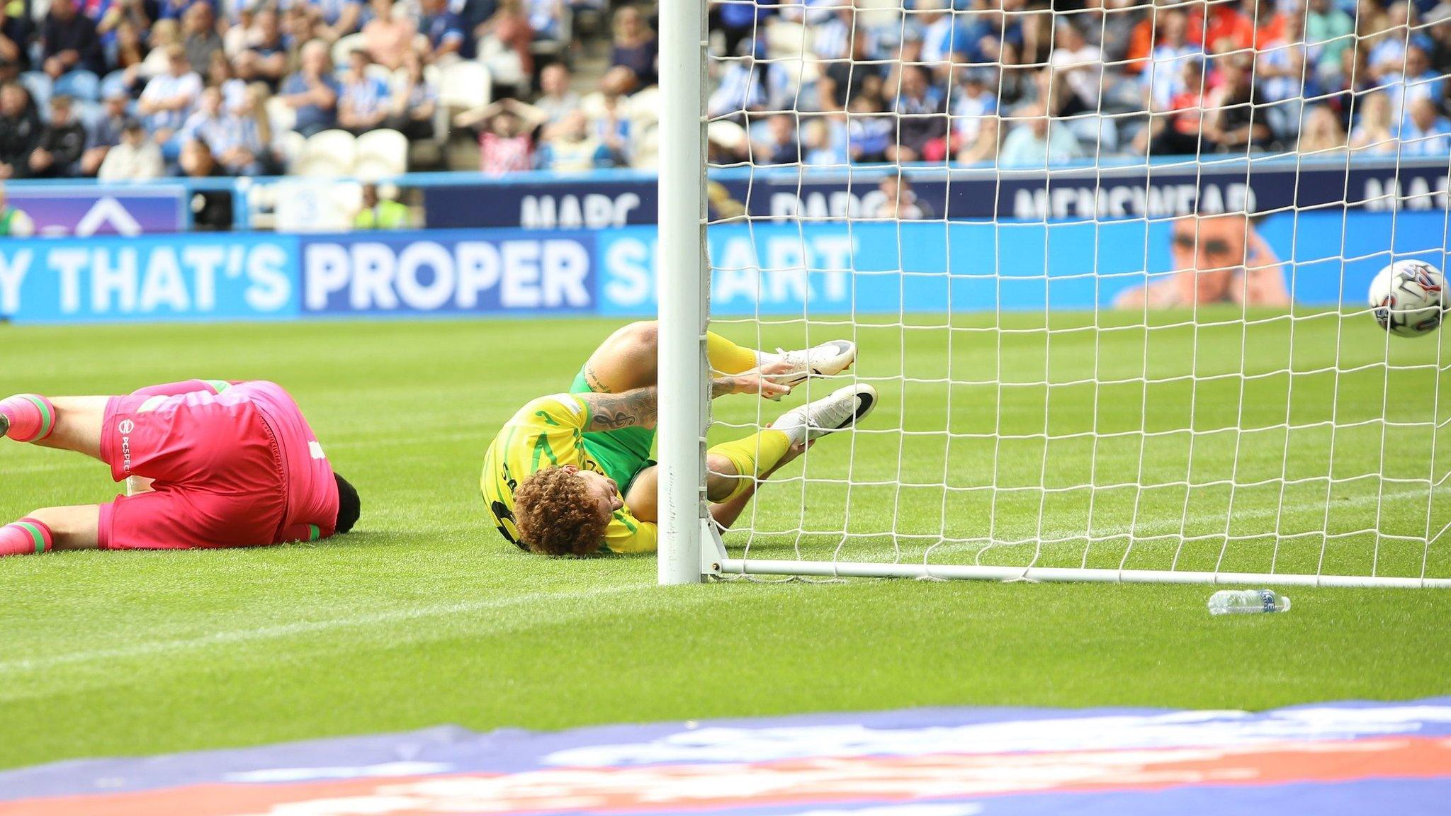 Josh Sargent is injured as he puts Norwich ahead against Huddersfield