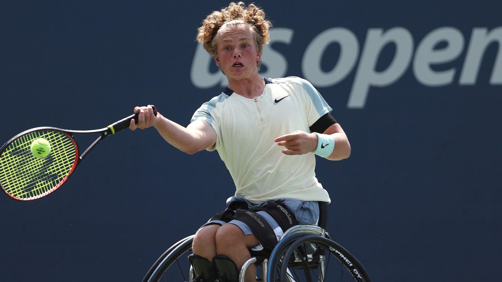 Ben Bartram plays a shot at the US Open junior tournament