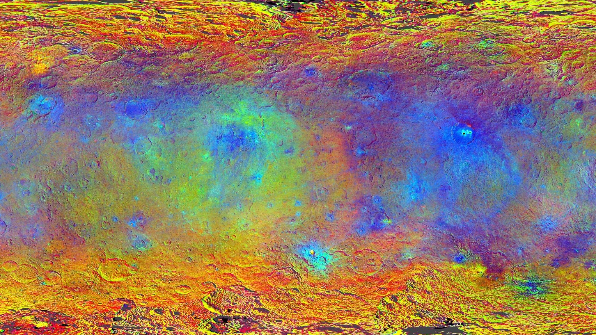 false-coloured map of Ceres' surface