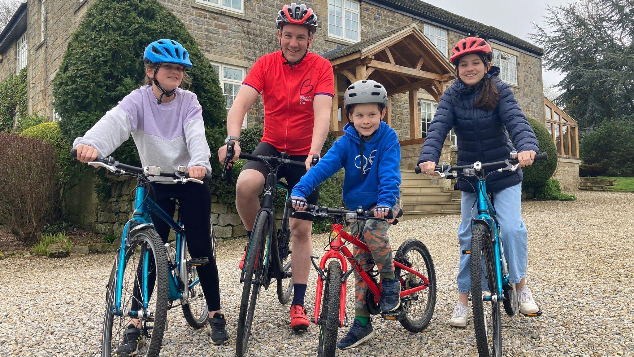 Family on bicycles