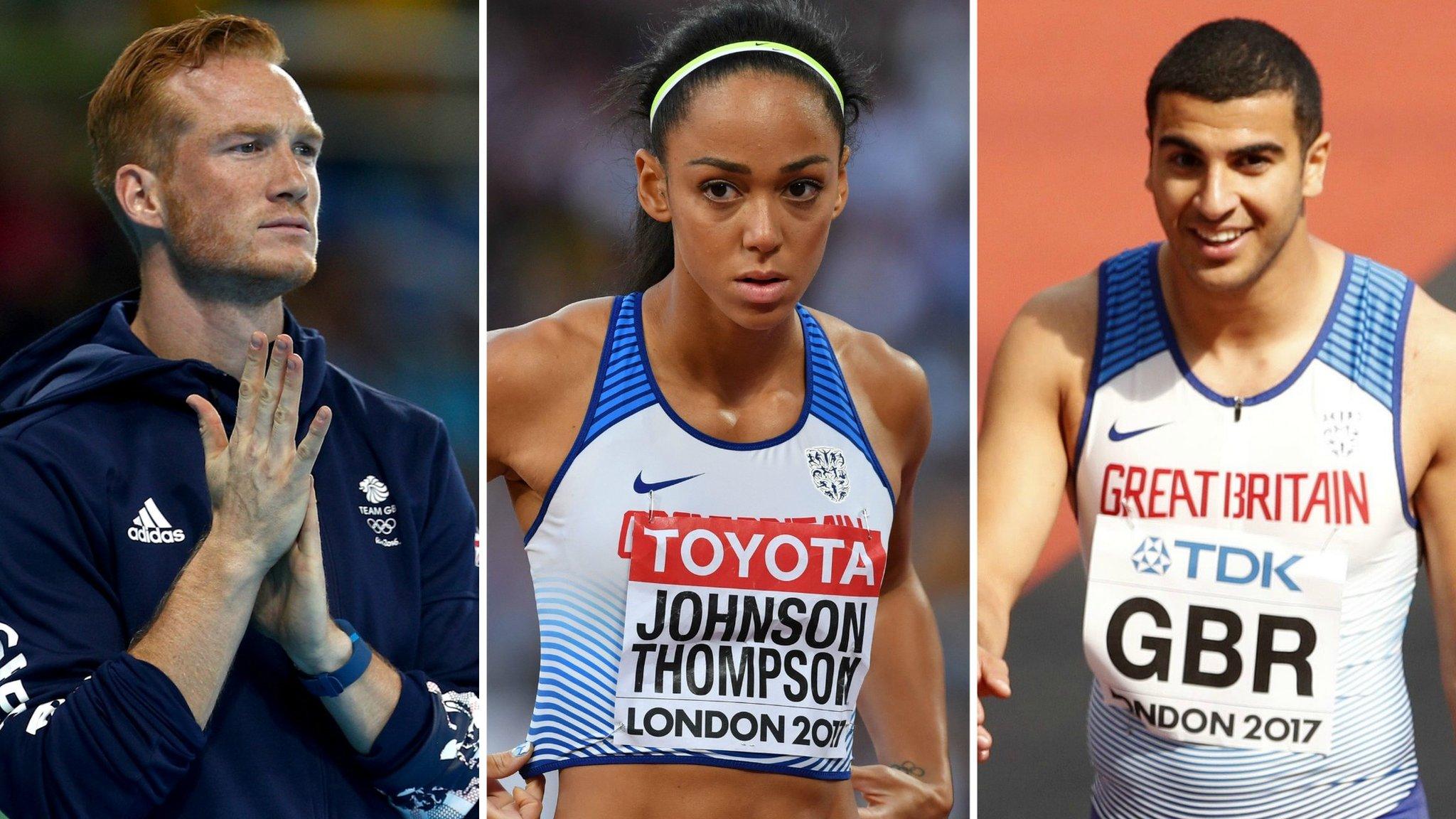 Greg Rutherford (left), Katarina Johnson-Thompson (centre) and Adam Gemili