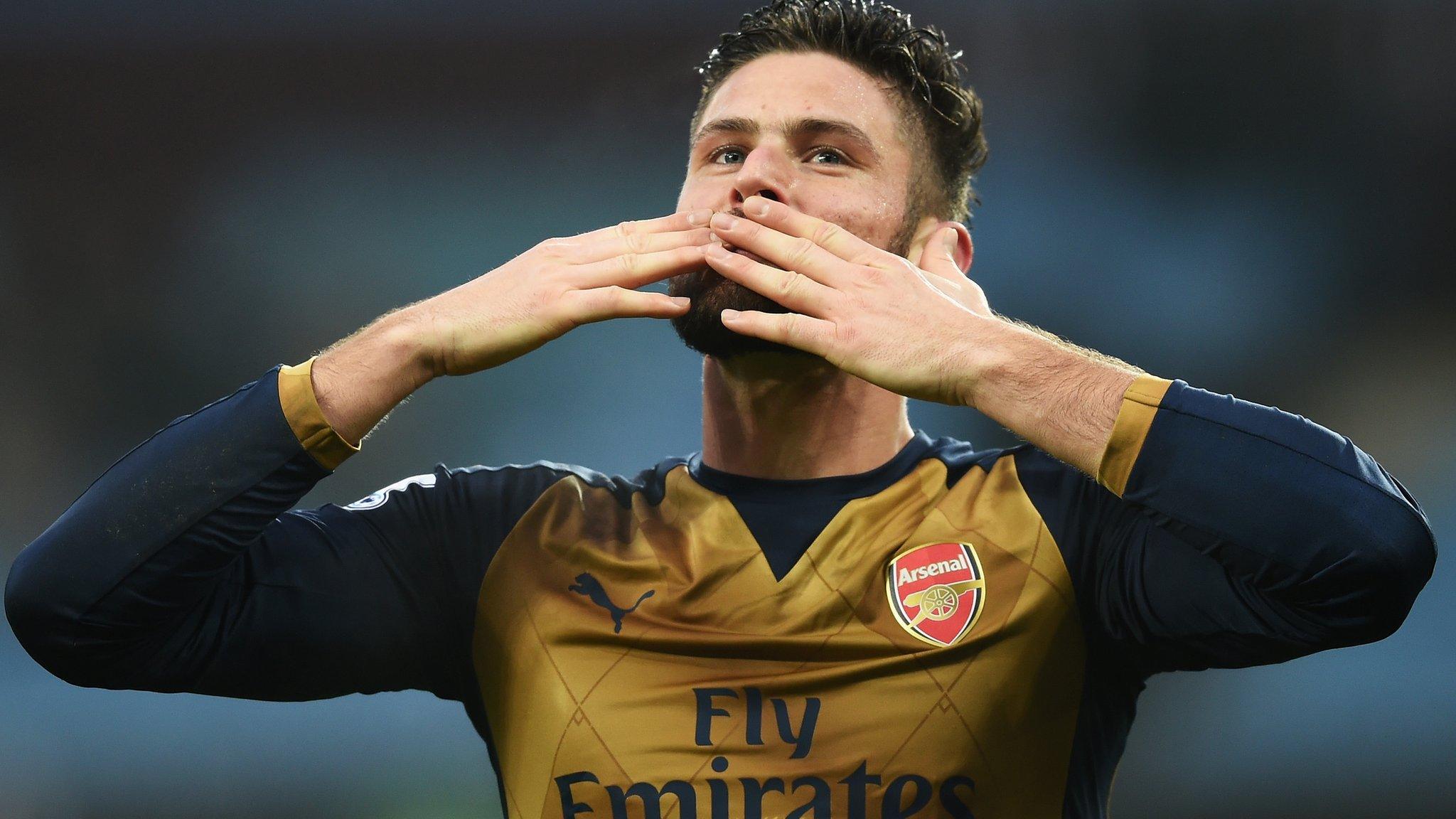 Olivier Giroud celebrates opening the scoring