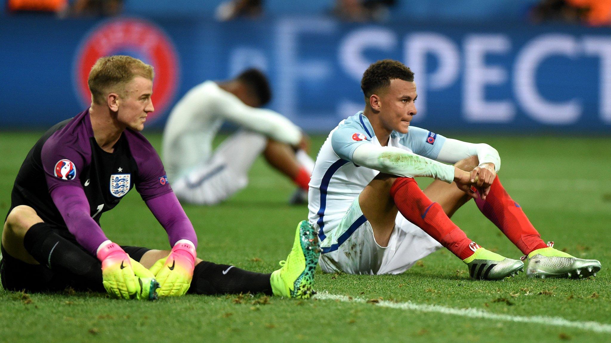 England's Joe Hart and Dele Alli after defeat by Iceland