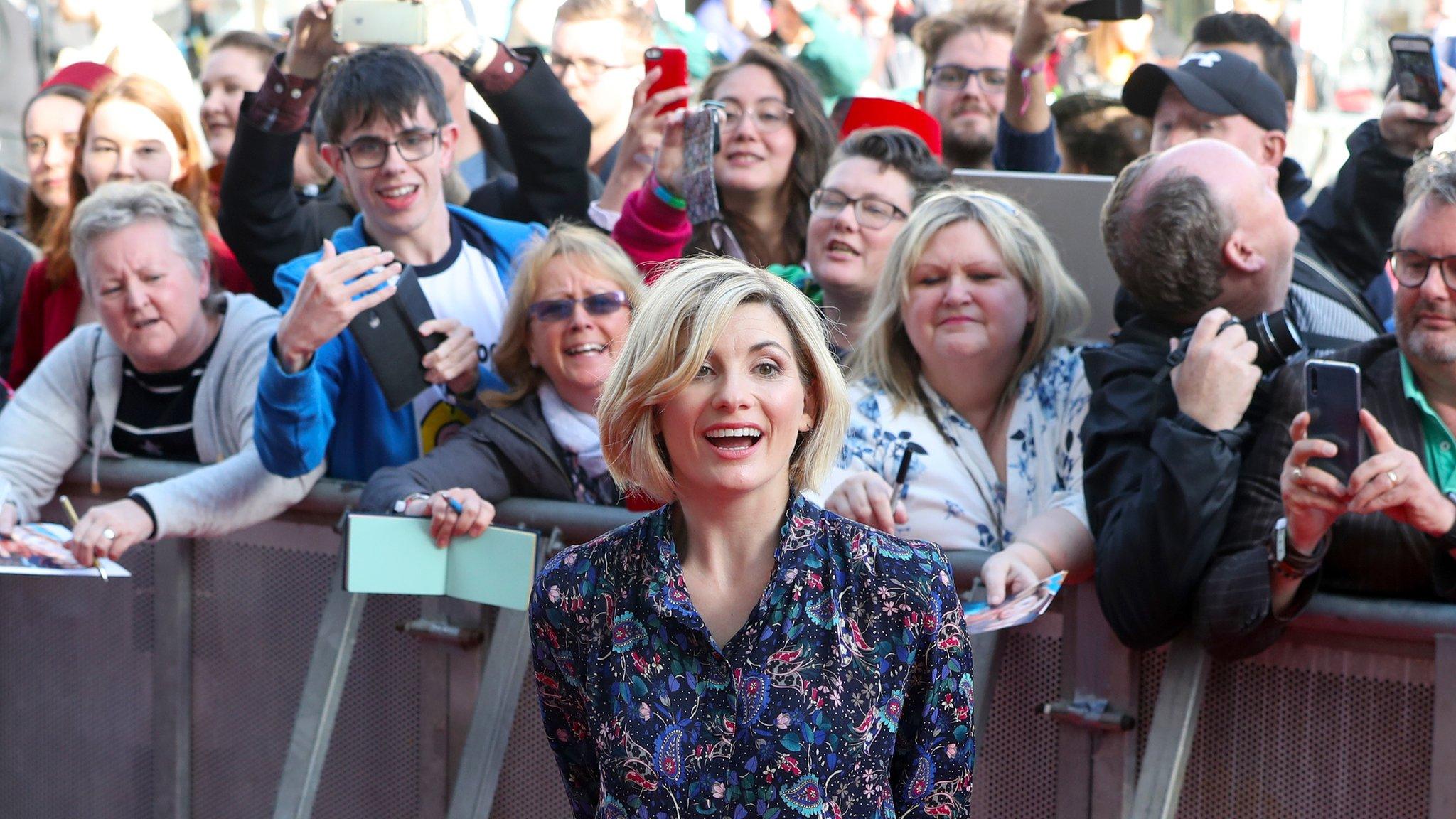 Jodie Whittaker with fans in Sheffield