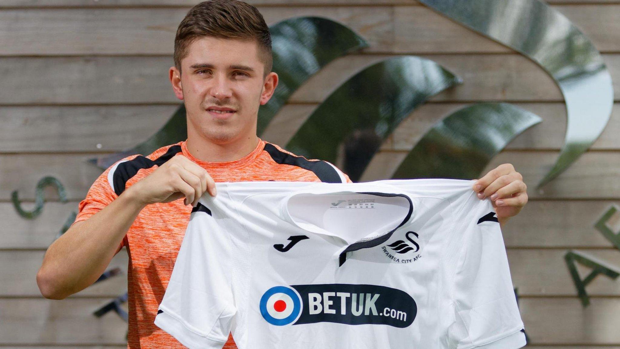 Declan John with Swansea shirt