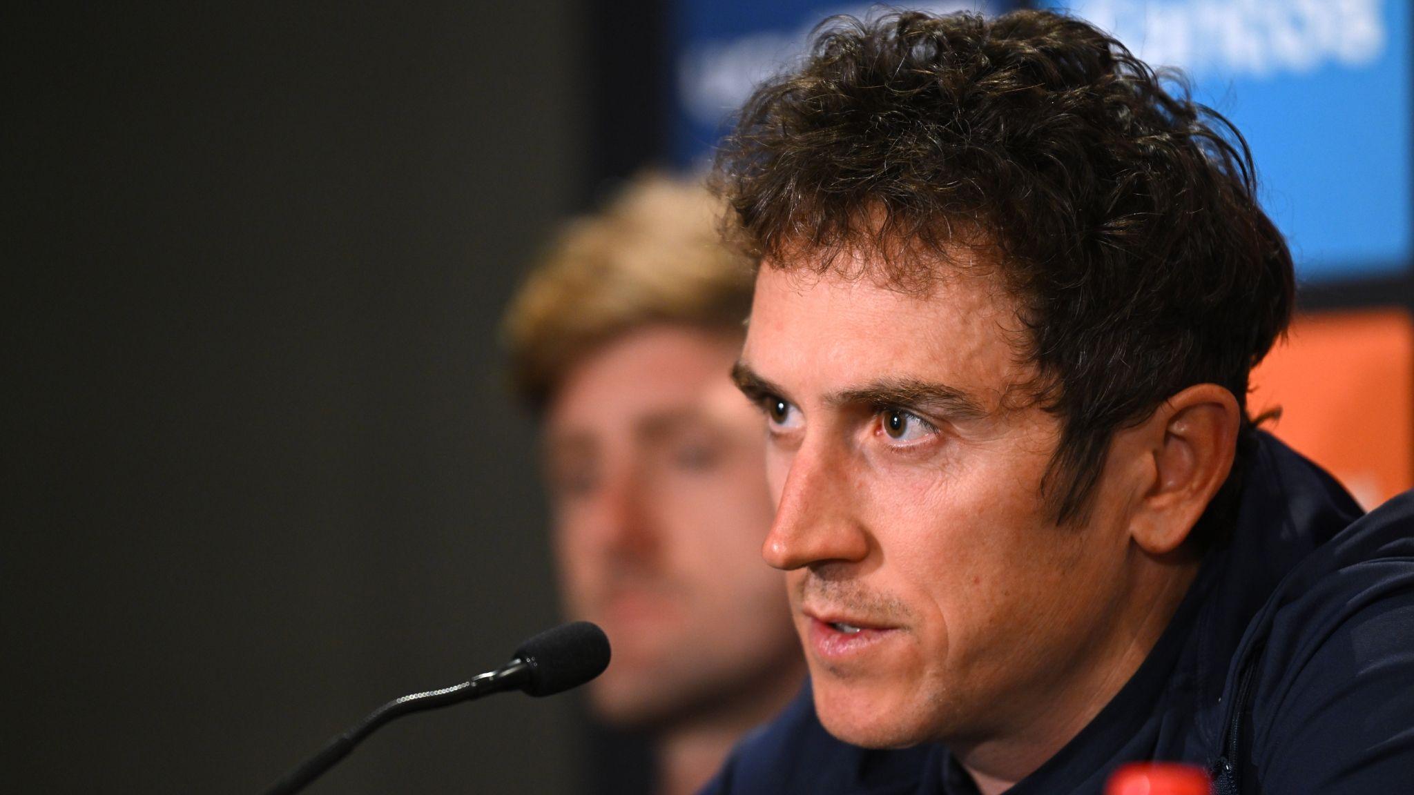 Geraint Thomas at a media conference