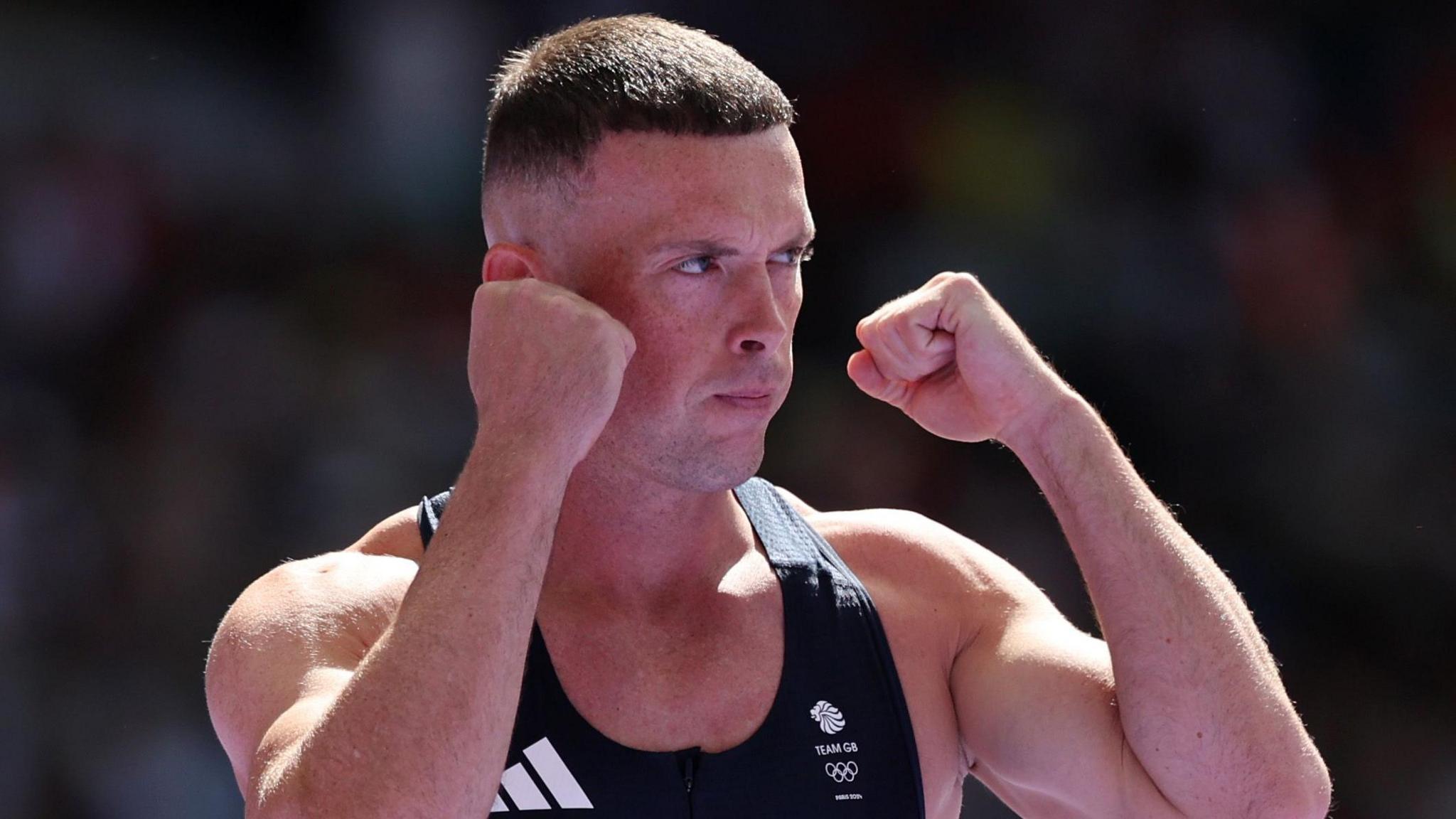 Richard Kilty in Paris in the 4x100m relay heats