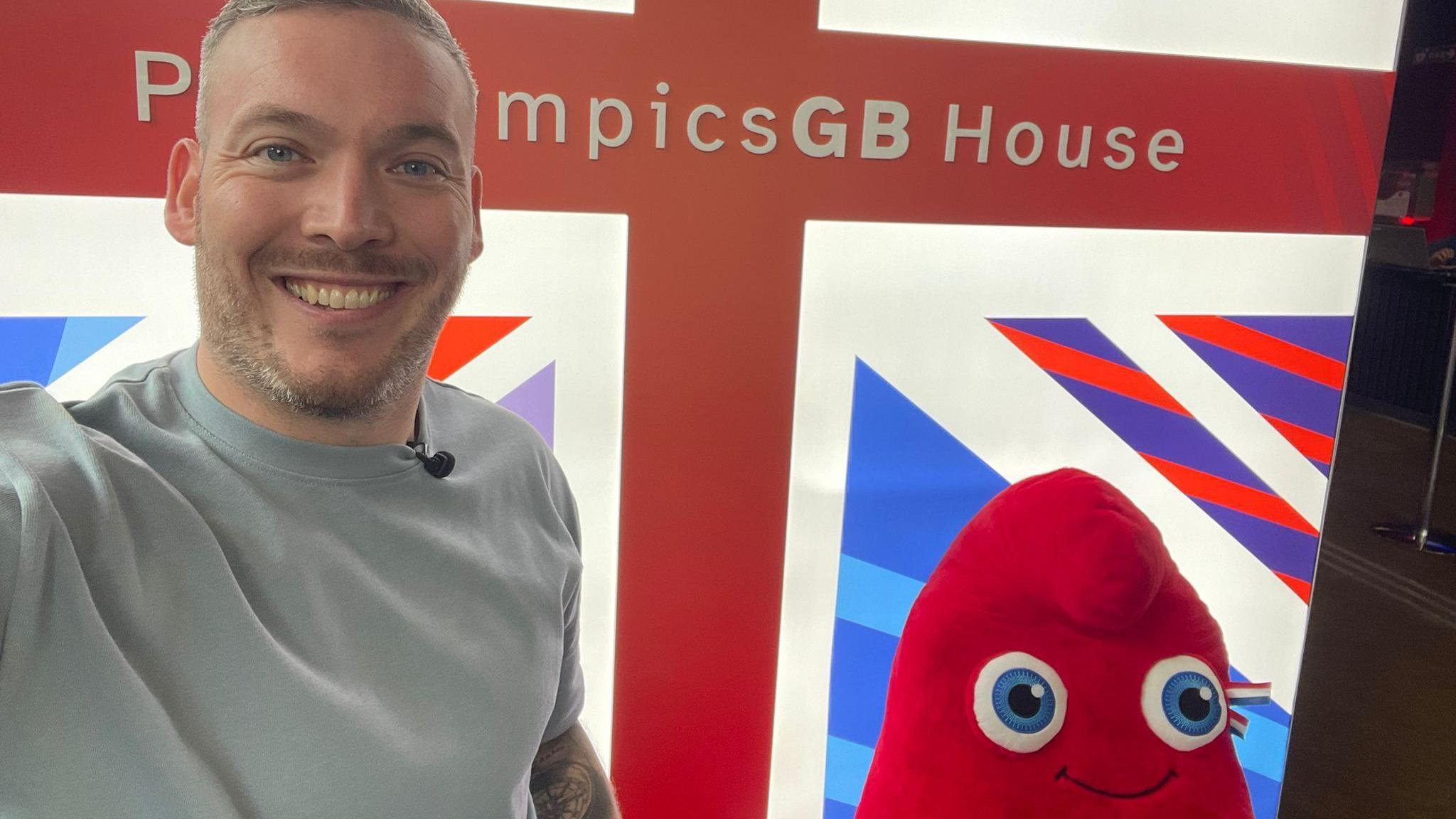 Martin with the Paris mascot