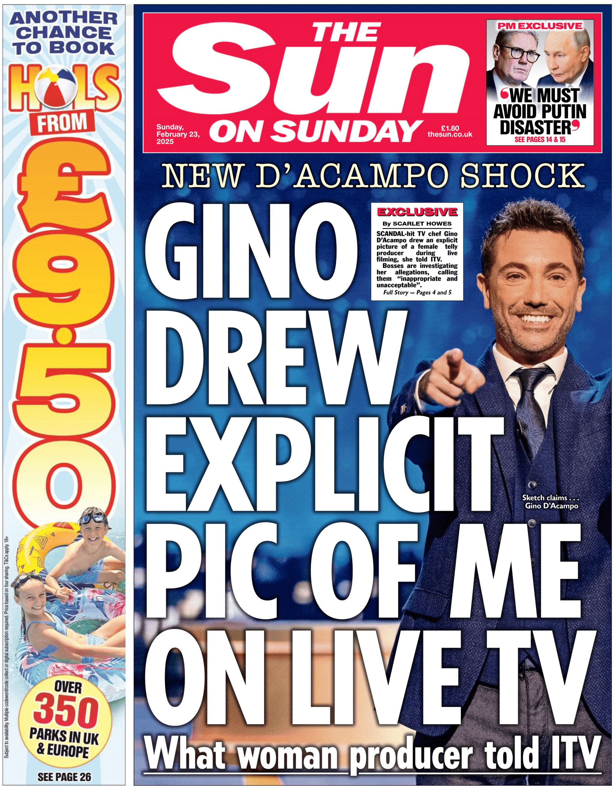 The front page of The Sun on Sunday