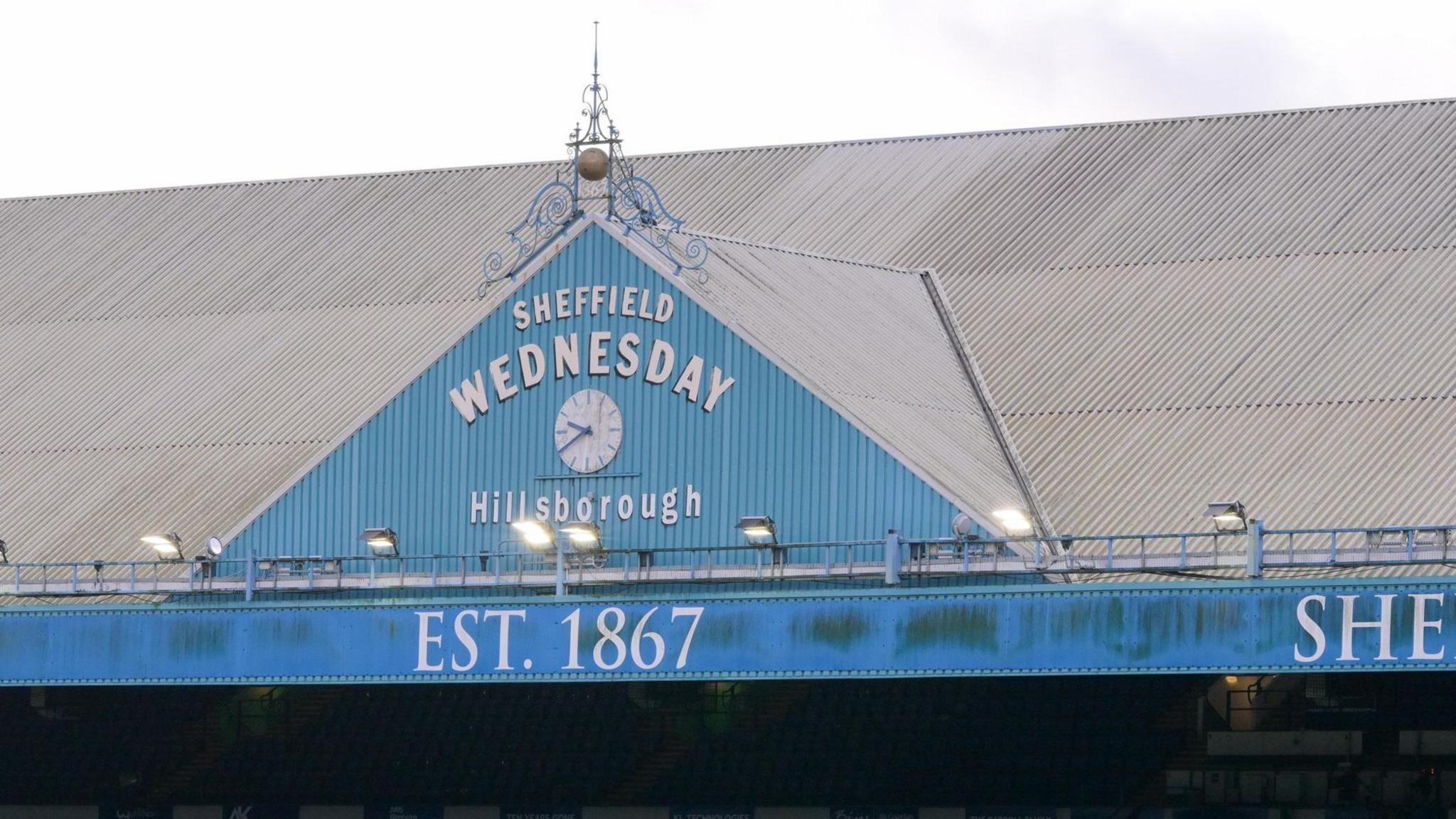 A gable at Sheffield Wednesday's Hillsborough stadium