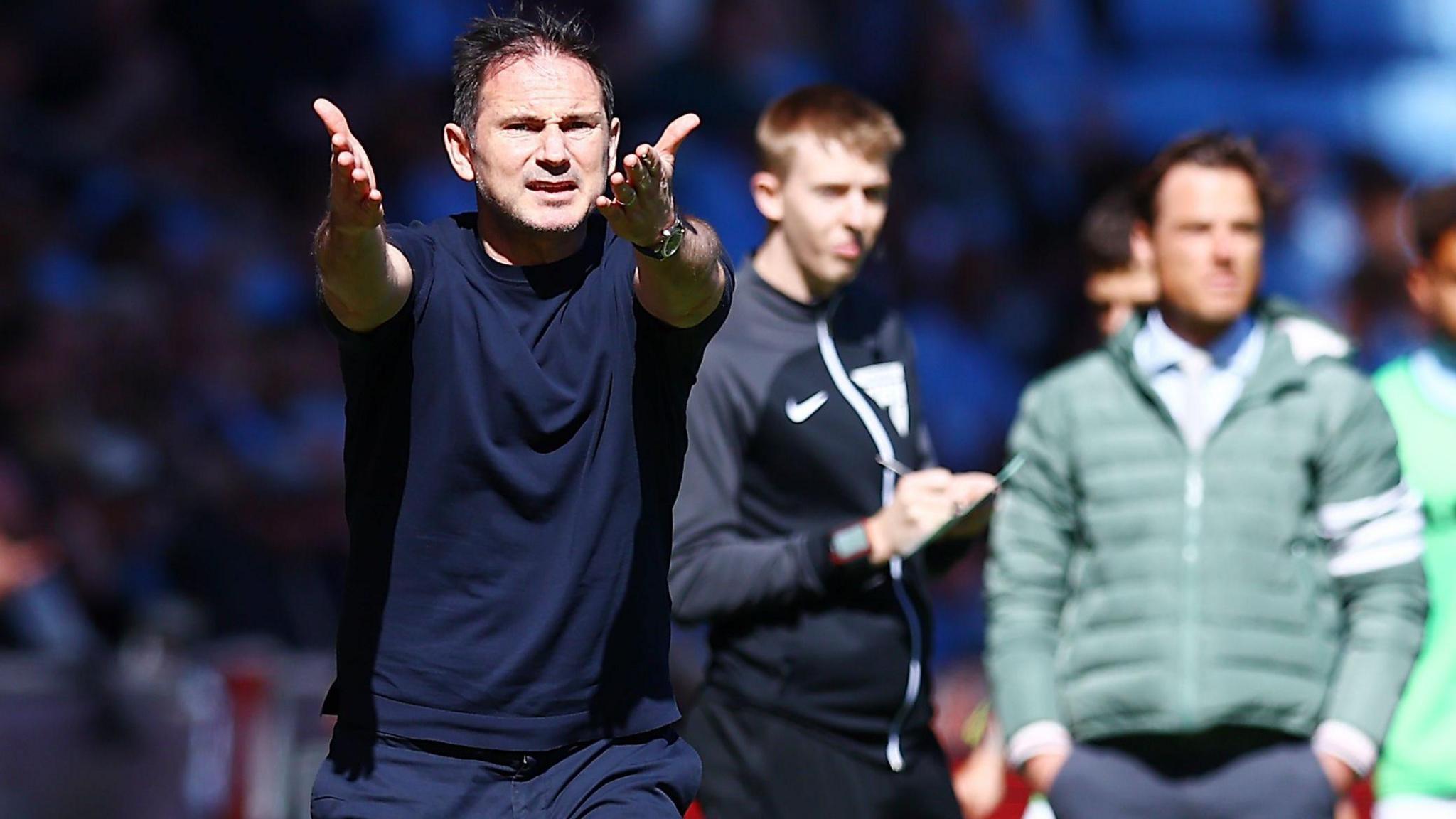 Coventry boss Frank Lampard pleads for a decision in Saturday's home defeat by Burnley