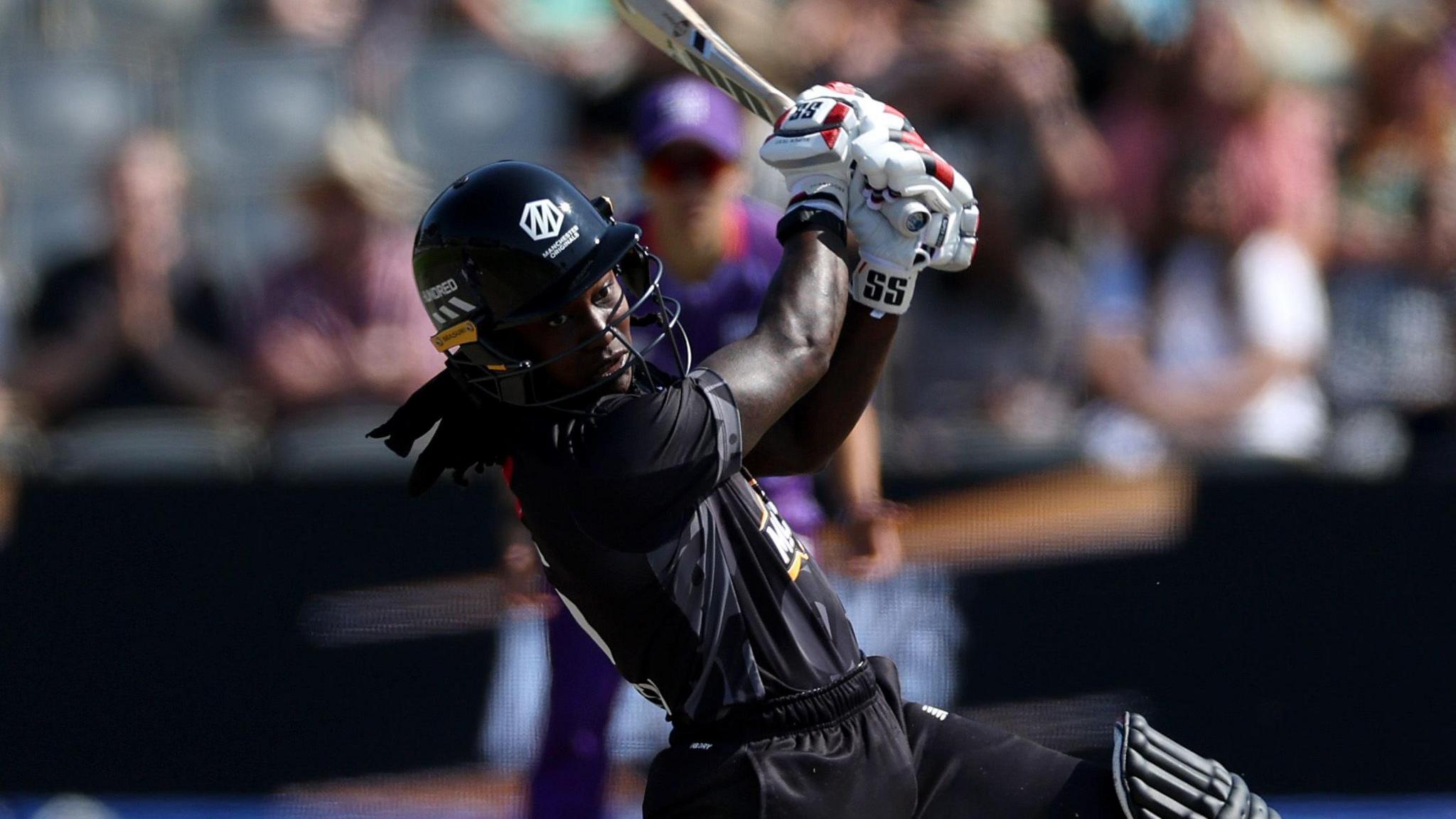 Deandra Dottin batting for Manchester Originals