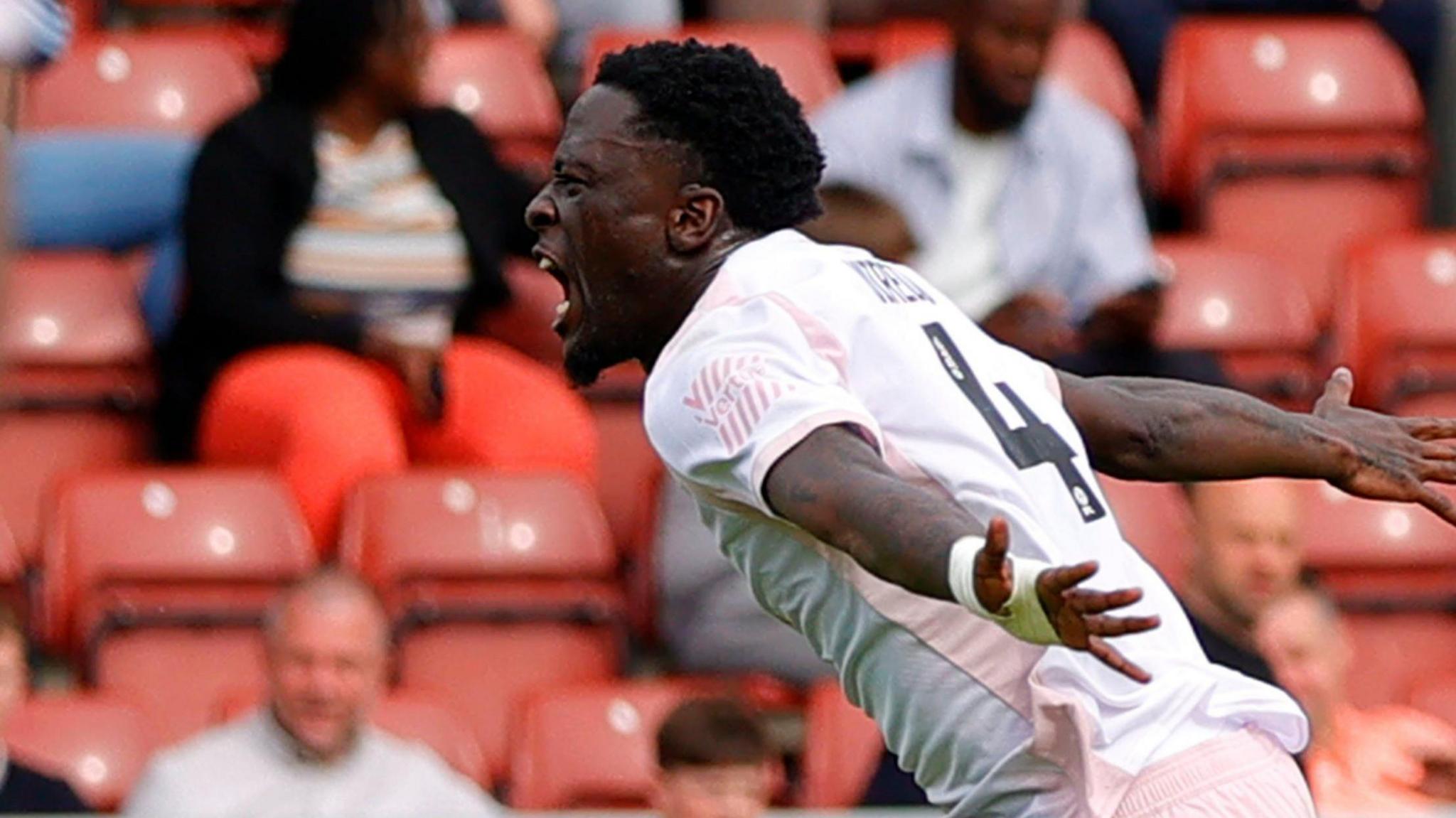 Brendan Wiredu celebrates