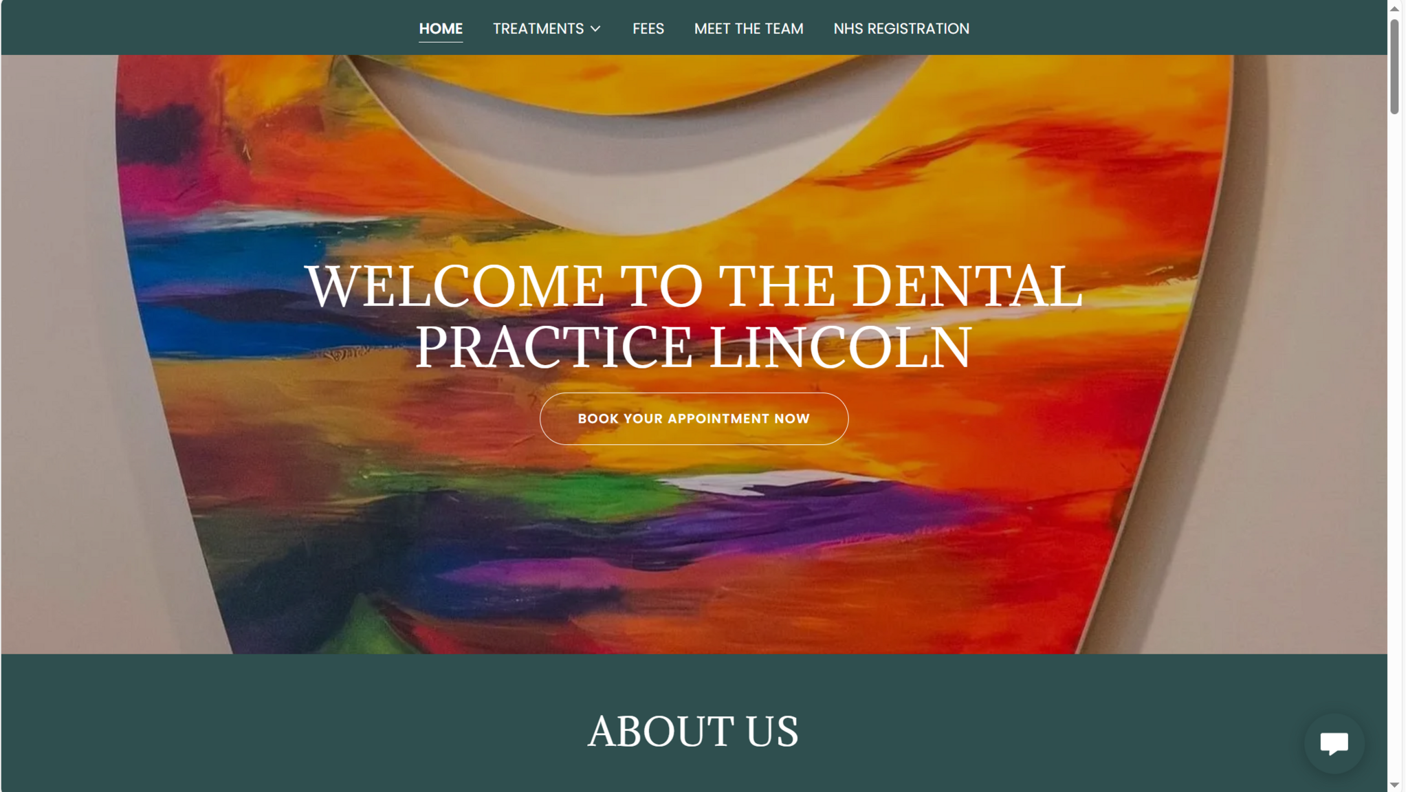 Front page of the website for 'The Dental Practice Lincoln'