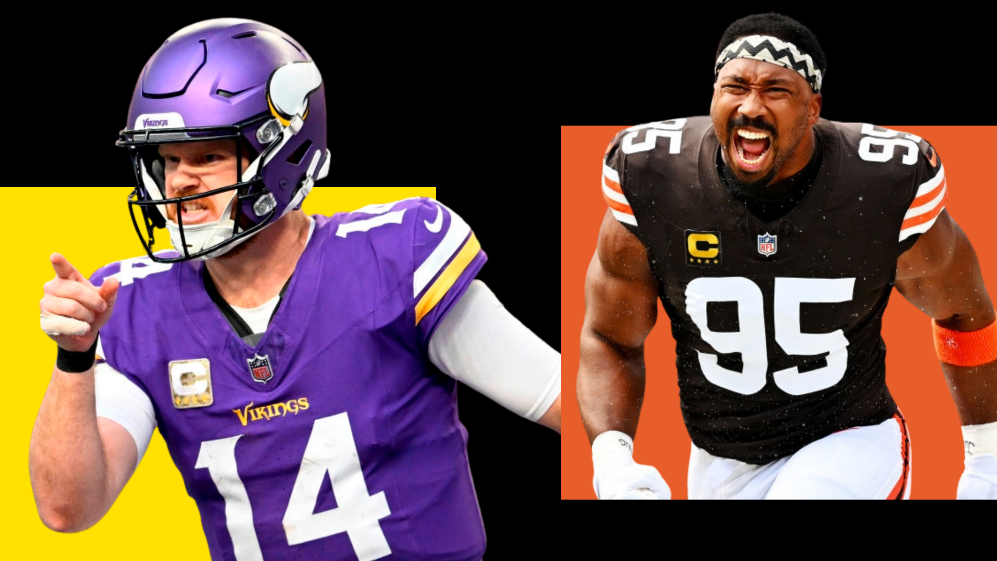 BBC index graphic featuring Sam Darnold and Myles Garrett