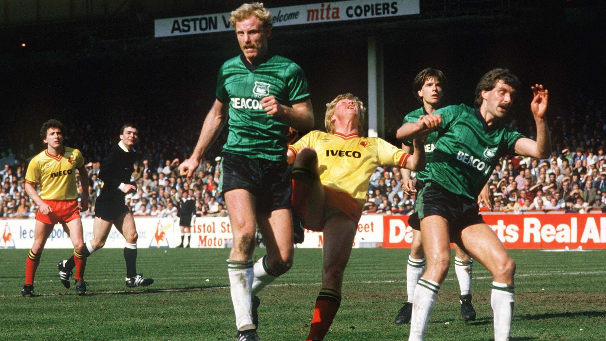 Action from Plymouth Argyle v Watford in 1984