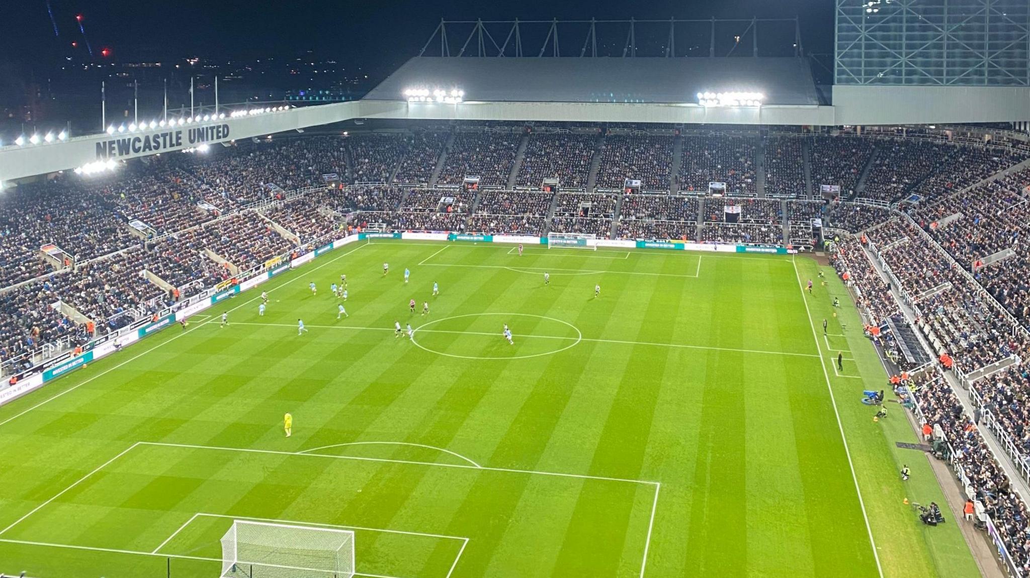 The view from the away end at St James' Park during Newcastle United against Manchester City in November 2025.