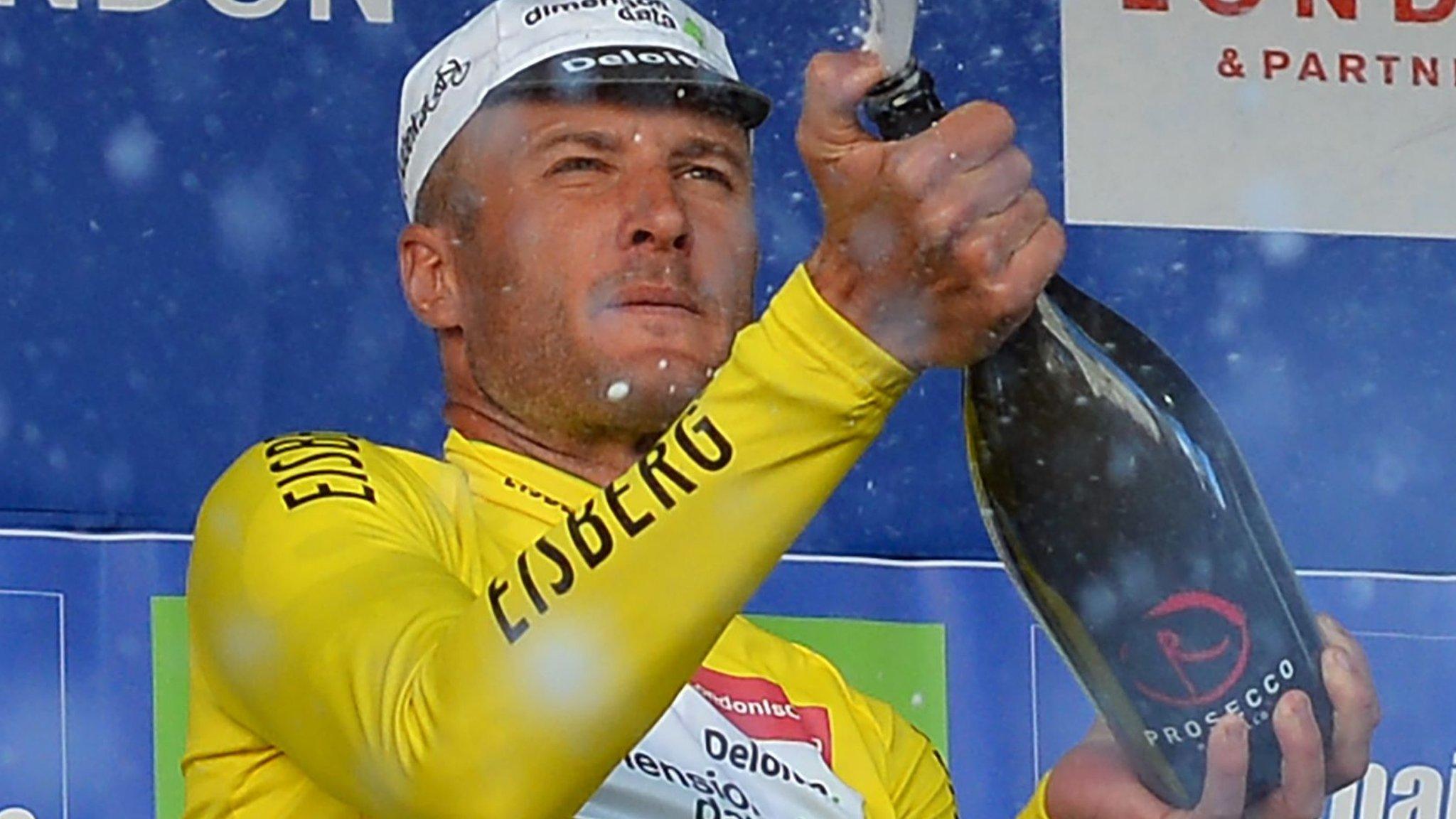 Steve Cummings celebrates winning the Tour of Britain