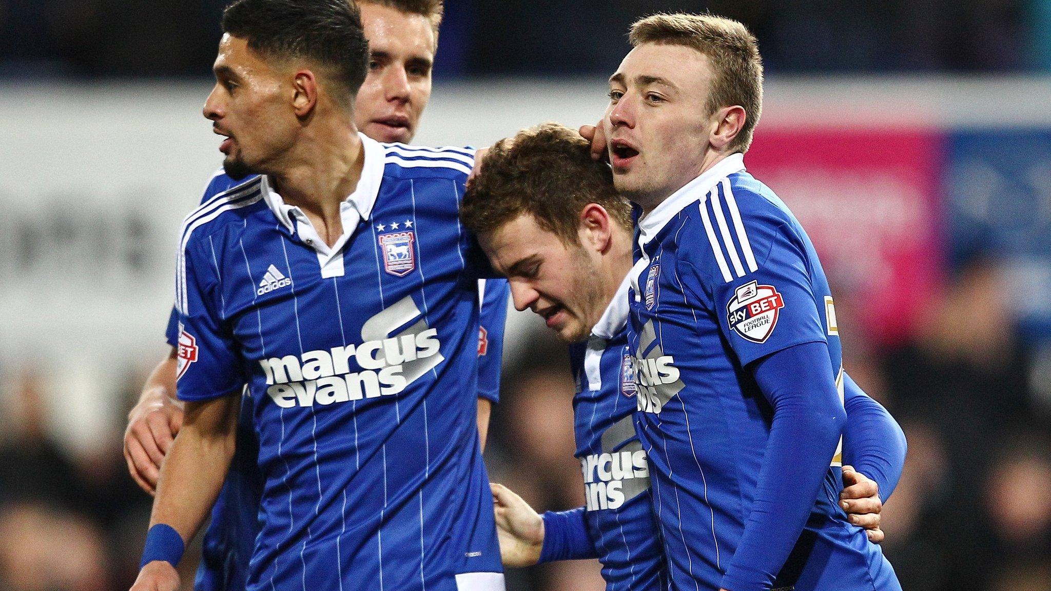 Ipswich celebrate Ryan Fraser's goal