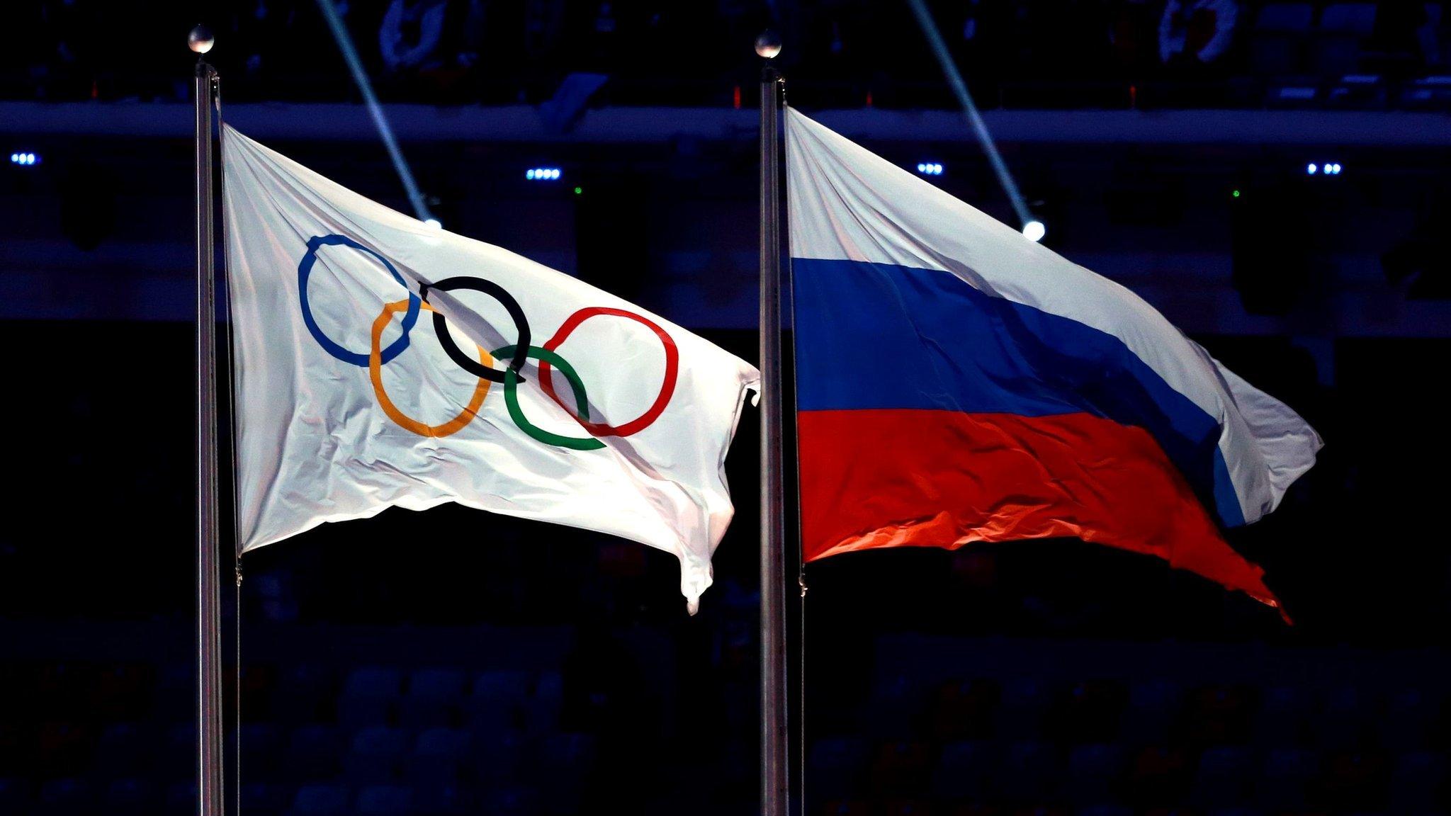 Olympic and Russia flag