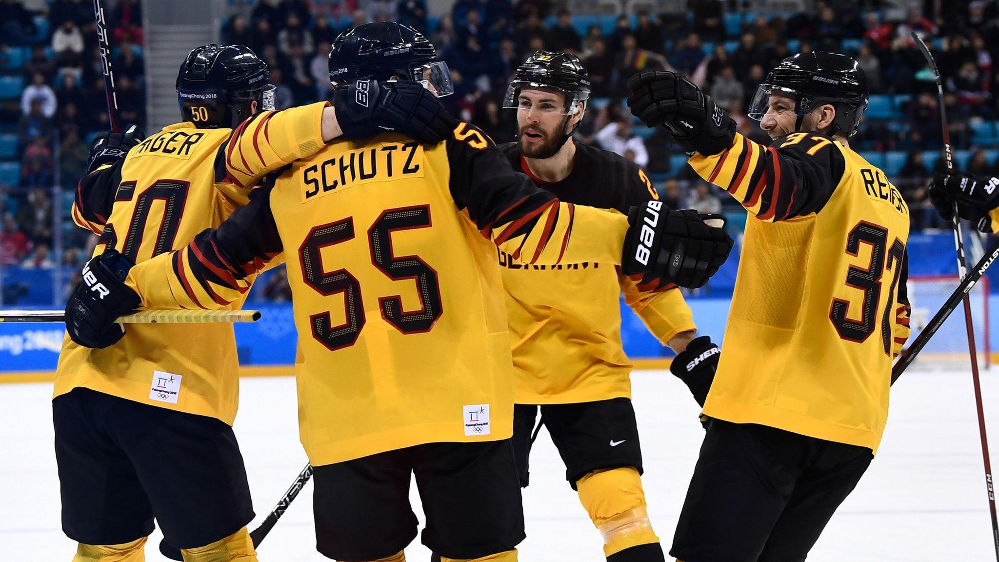 Germany ice hockey team celebrate