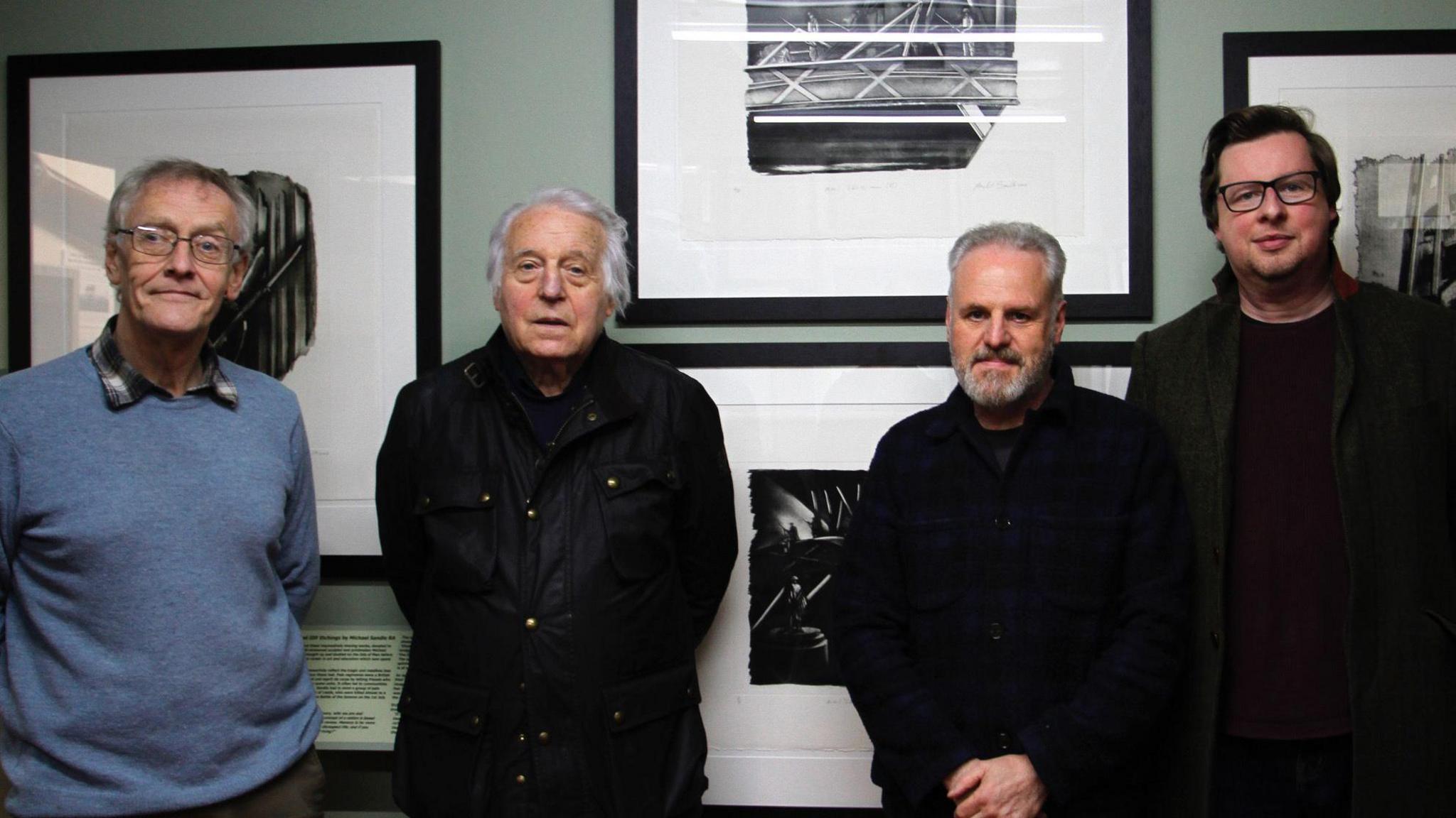 Museum Director Ivor Ramsden, artist Michael Sandle, Paul Ford and Martyn Cain of the Isle of Man Arts Council with the new exhibition