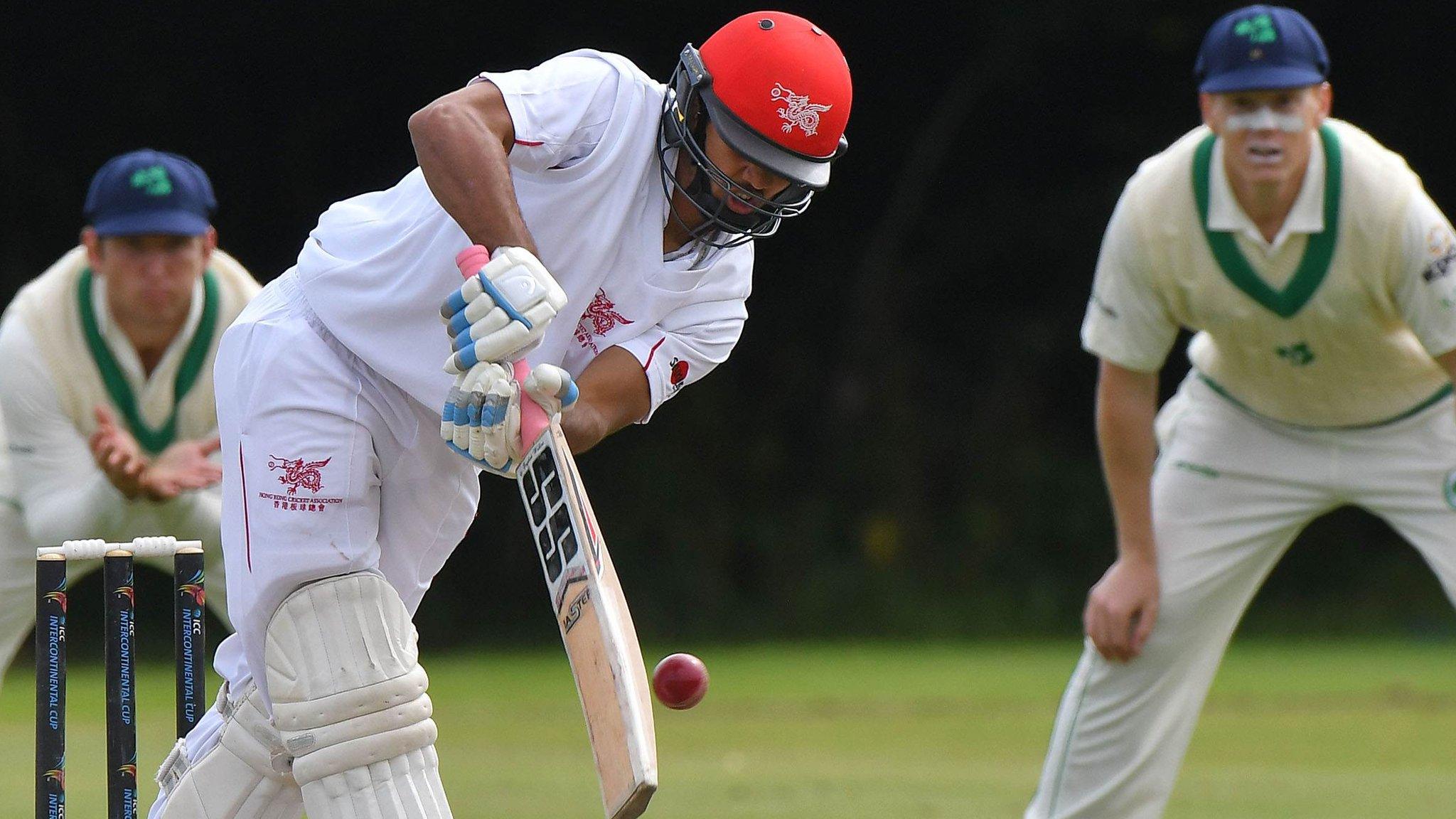 Hong Kong opener Ninad Shah gets an edge on this delivery at Stormont