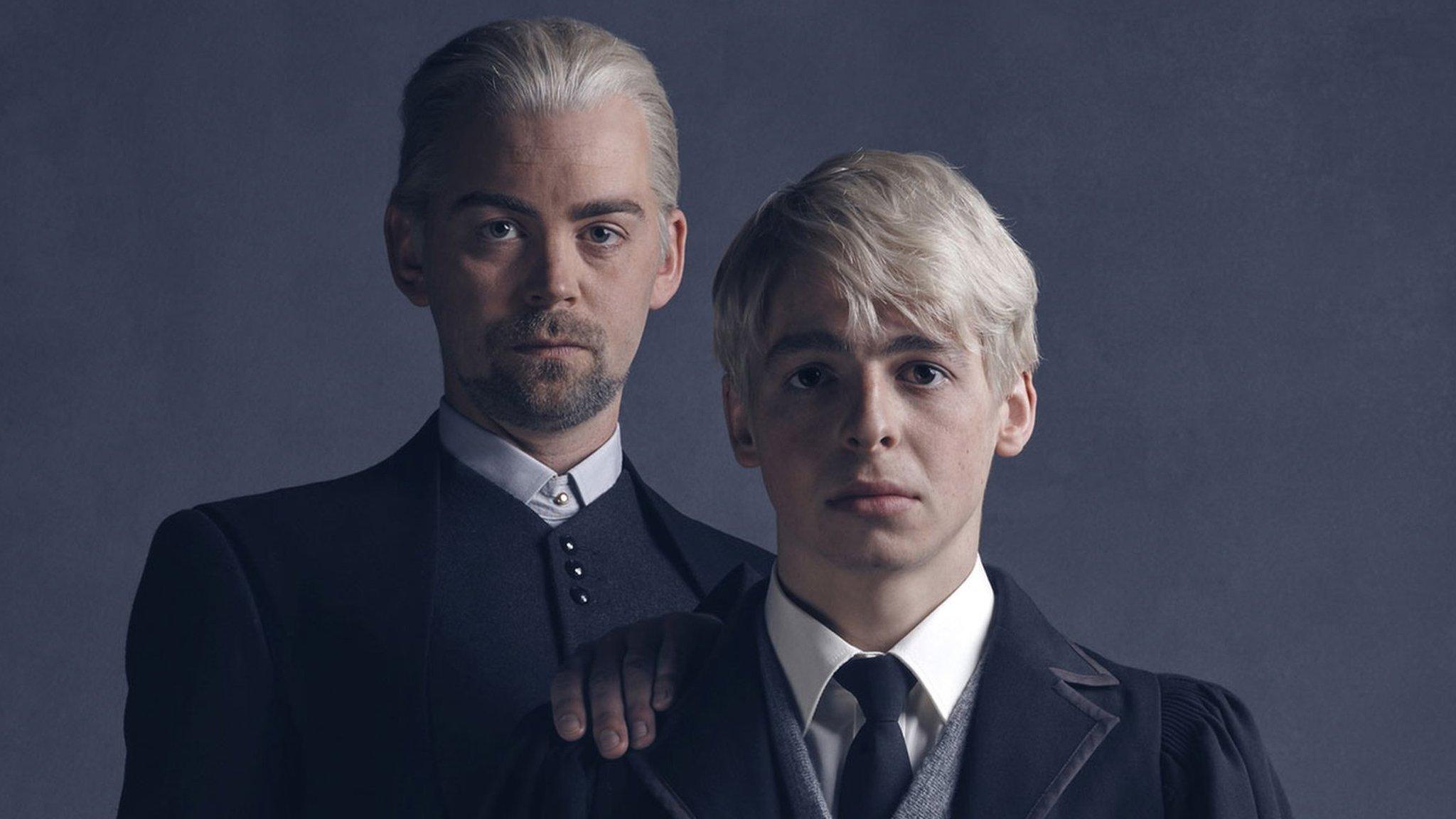 l-r Draco Malfoy (Alex Price), Scorpius Malfoy (Anthony Boyle) photo by Charlie Gray