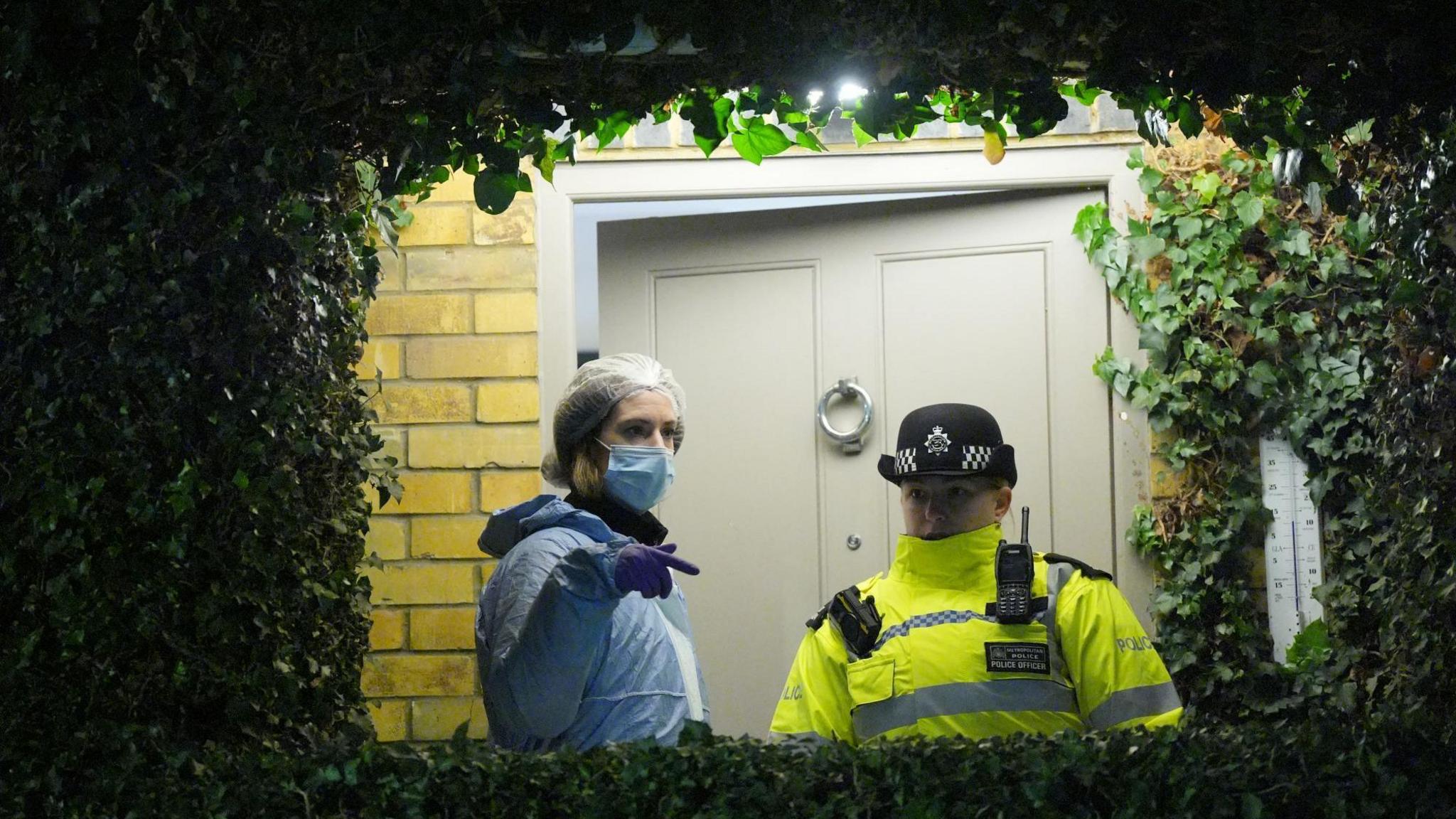 Police at the scene in Deodar Road, Putney, south-west London, after a 75-year-old man was found stabbed to death early on Friday morning