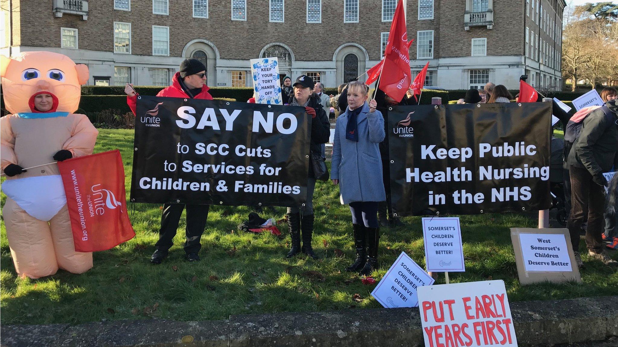 Protest outside county hall in Taunton