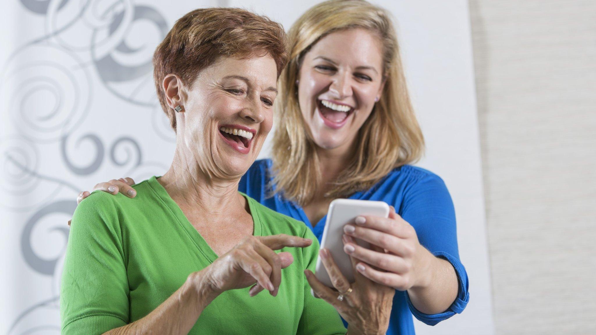 Elderly woman and smartphone