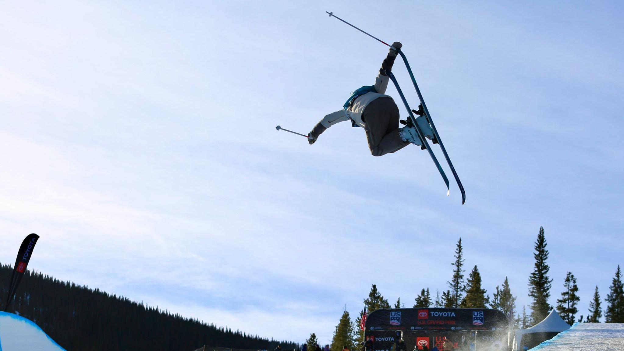 Zoe Atkin on the slopes at the Freeski World Cup in Italy 