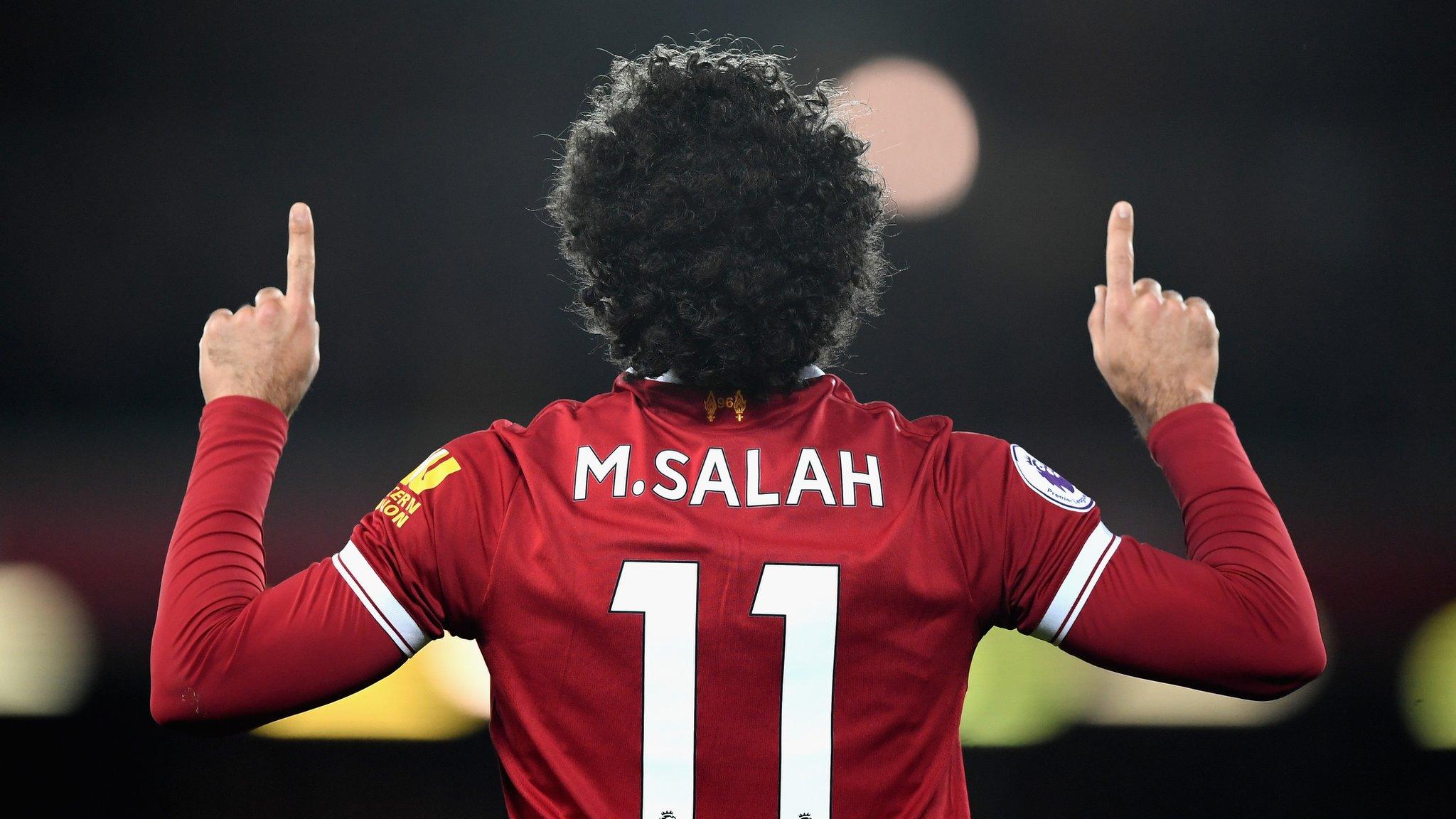 Mohamed Salah celebrates scoring