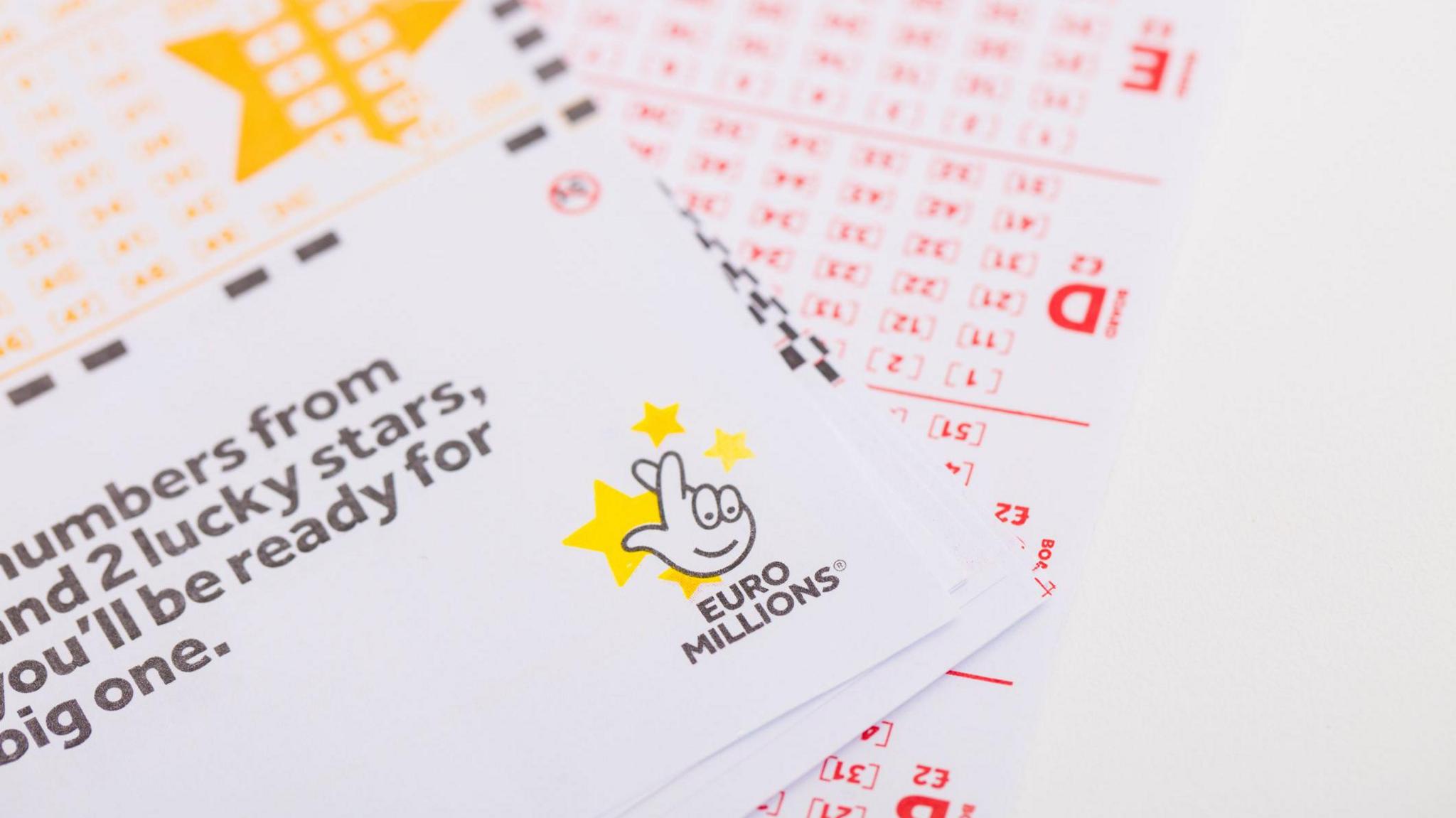 Stock image of a EuroMillions lottery ticket