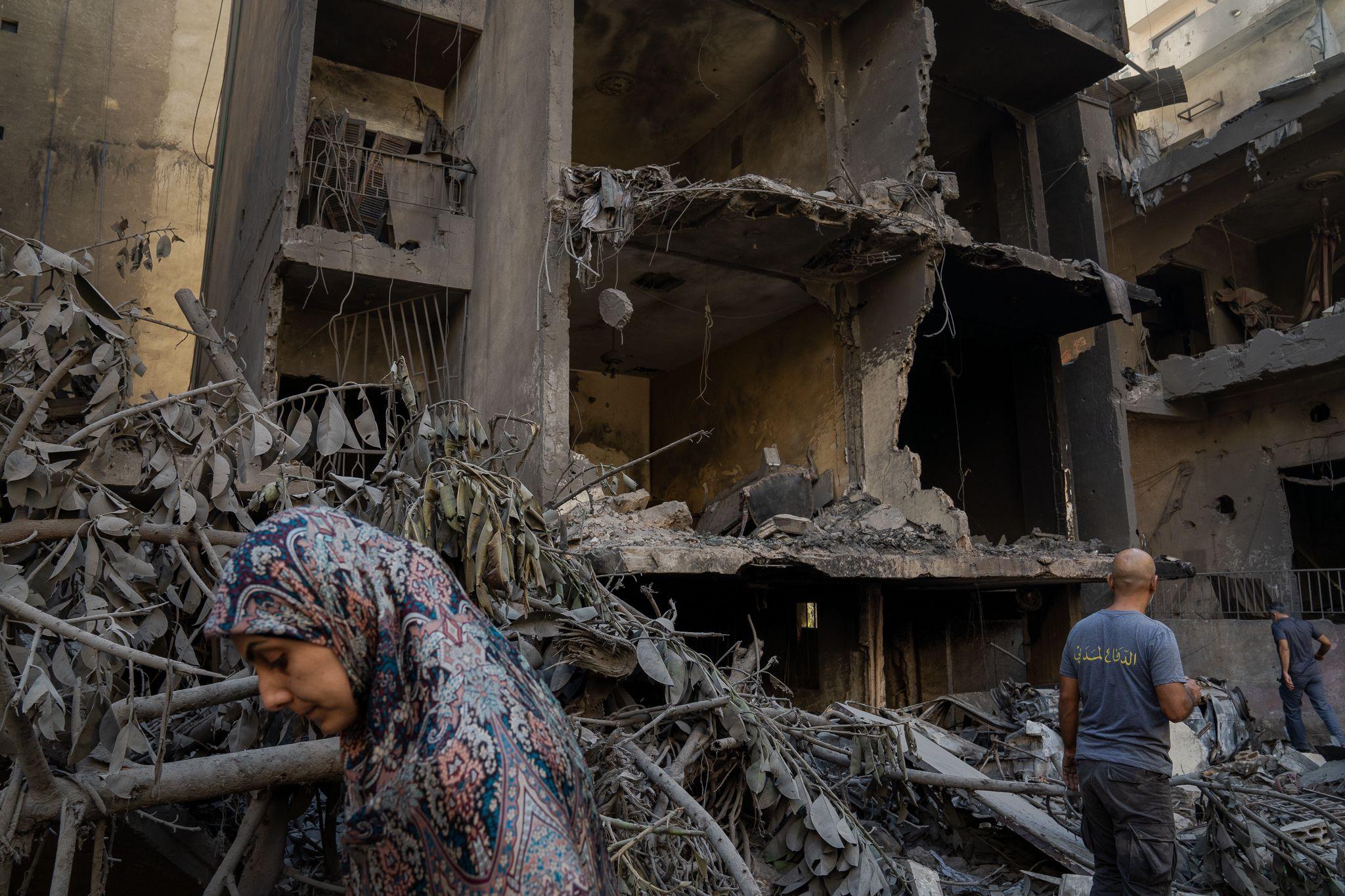 The strike on the Basta area destroyed a four-storey residential building and severely damaged or destroyed several adjacent buildings.