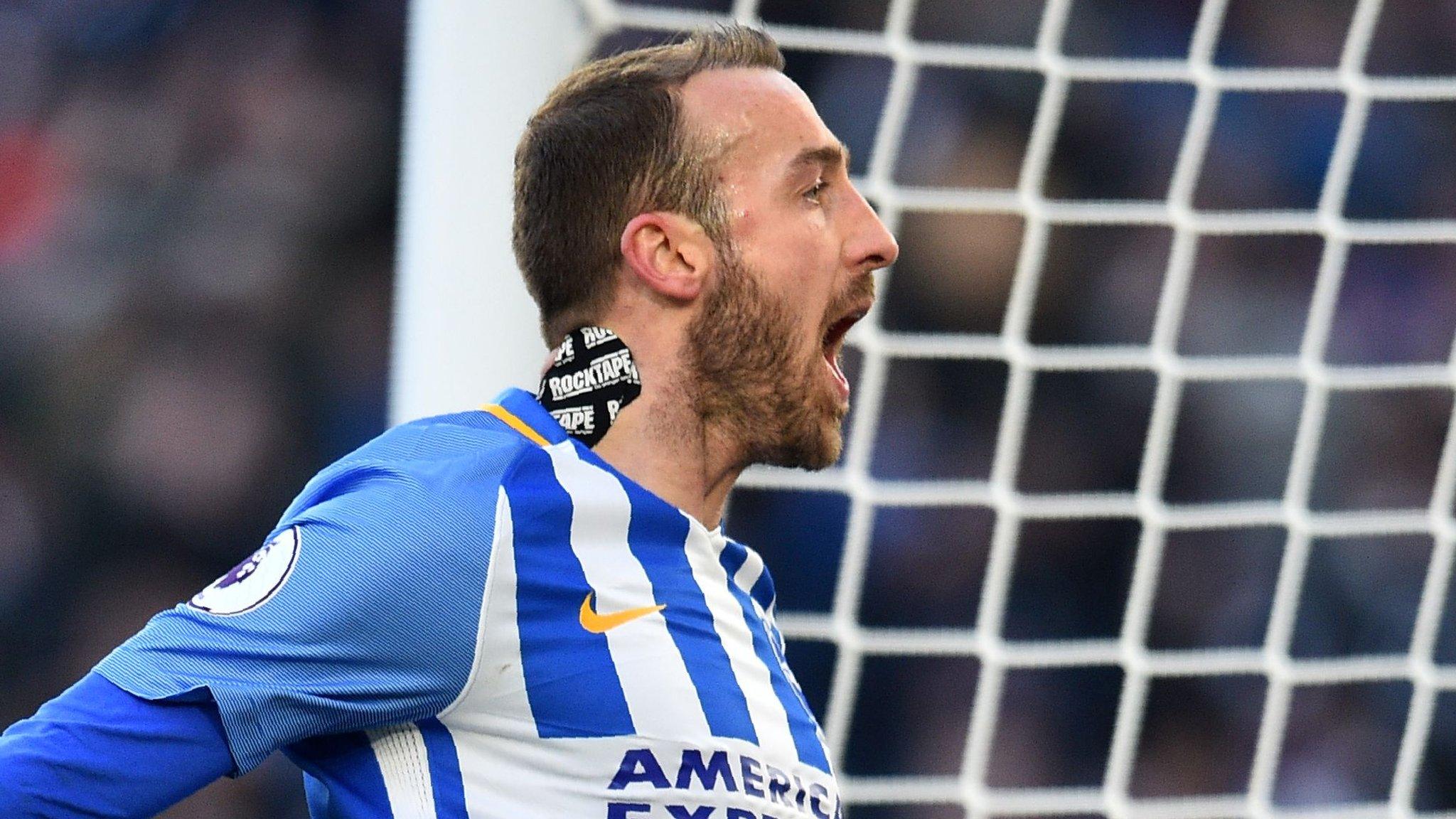 Glenn Murray celebrates one of his two goals for Brighton